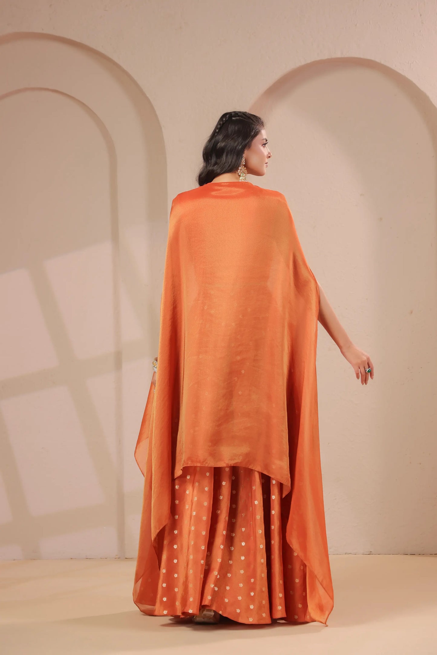 2 Piece hand emboidered bodice, flared top with banarasi skirt-palazzo