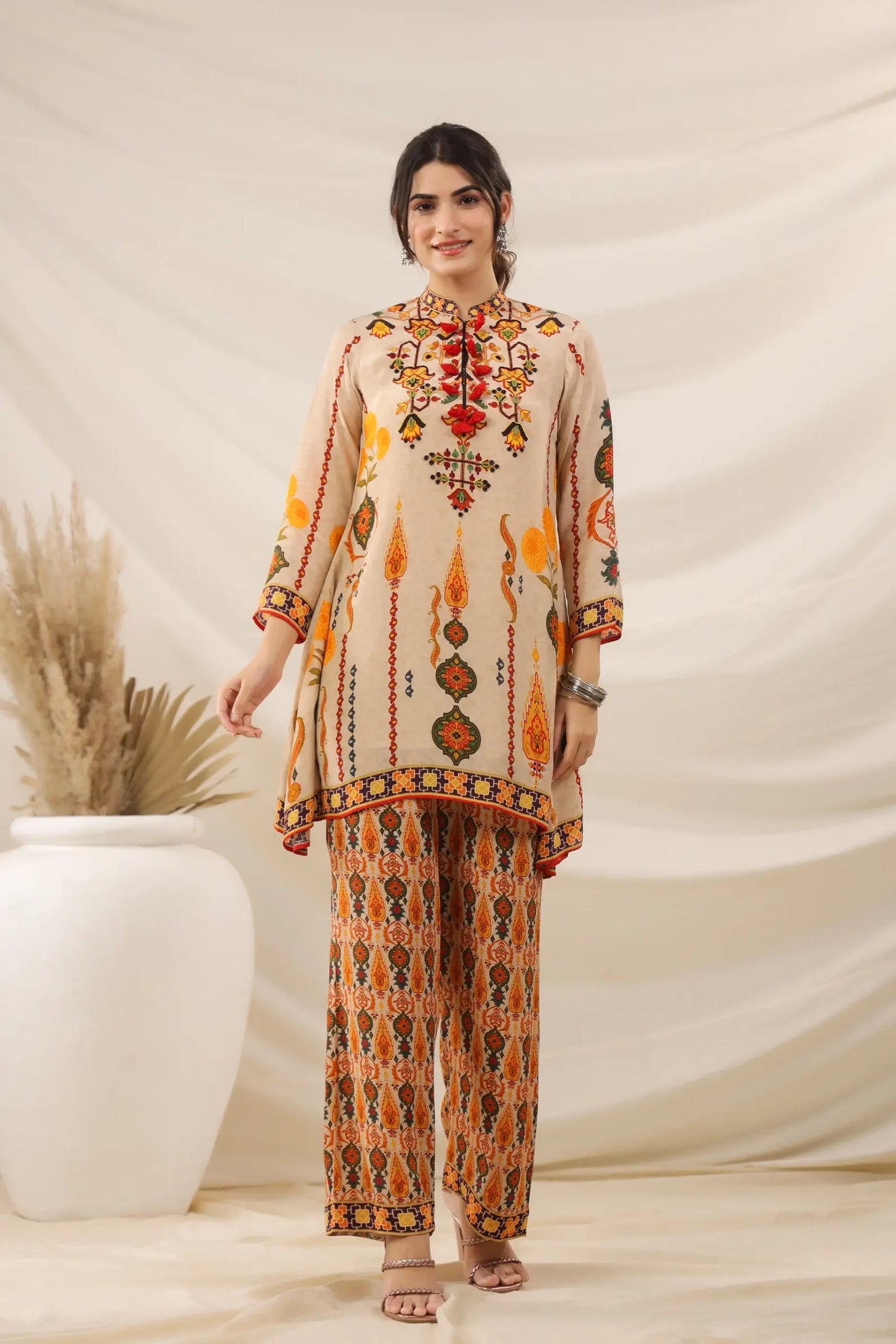 Traditional Print Co-Ord Set with Printed Dupatta