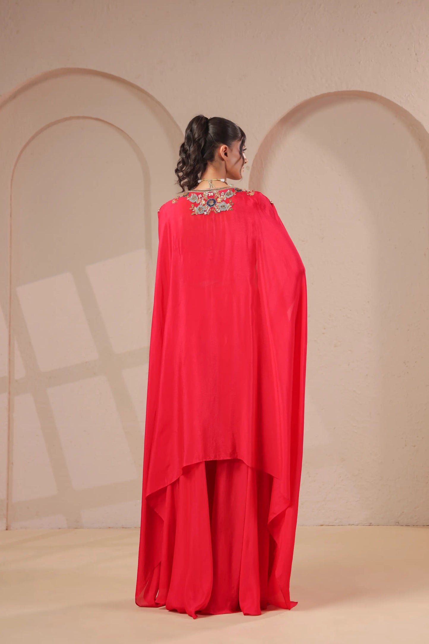 3 Piece Hand emboidered bustier and overlay with skirt palazzo