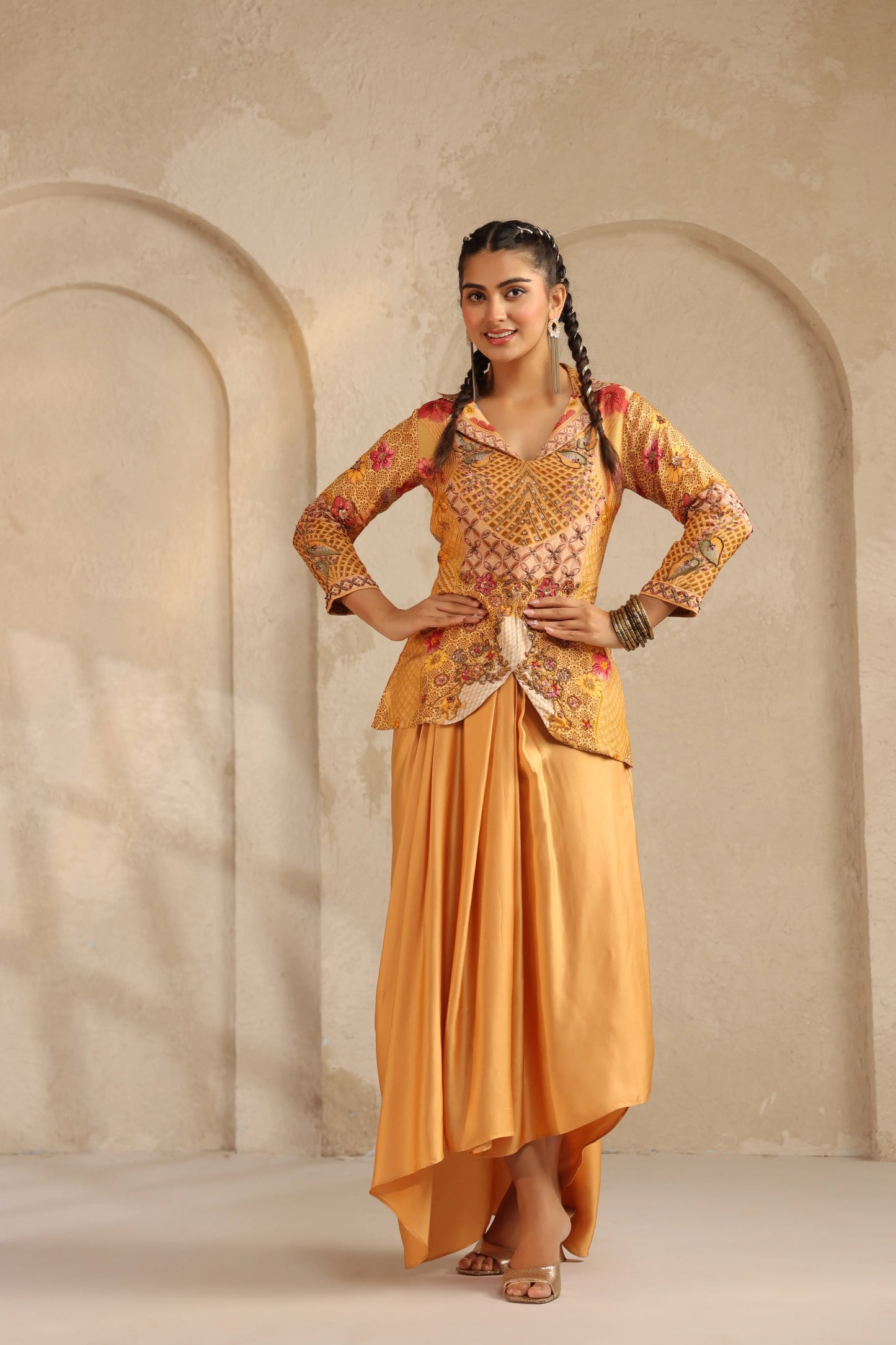 Jacket Top with Dhoti Pant