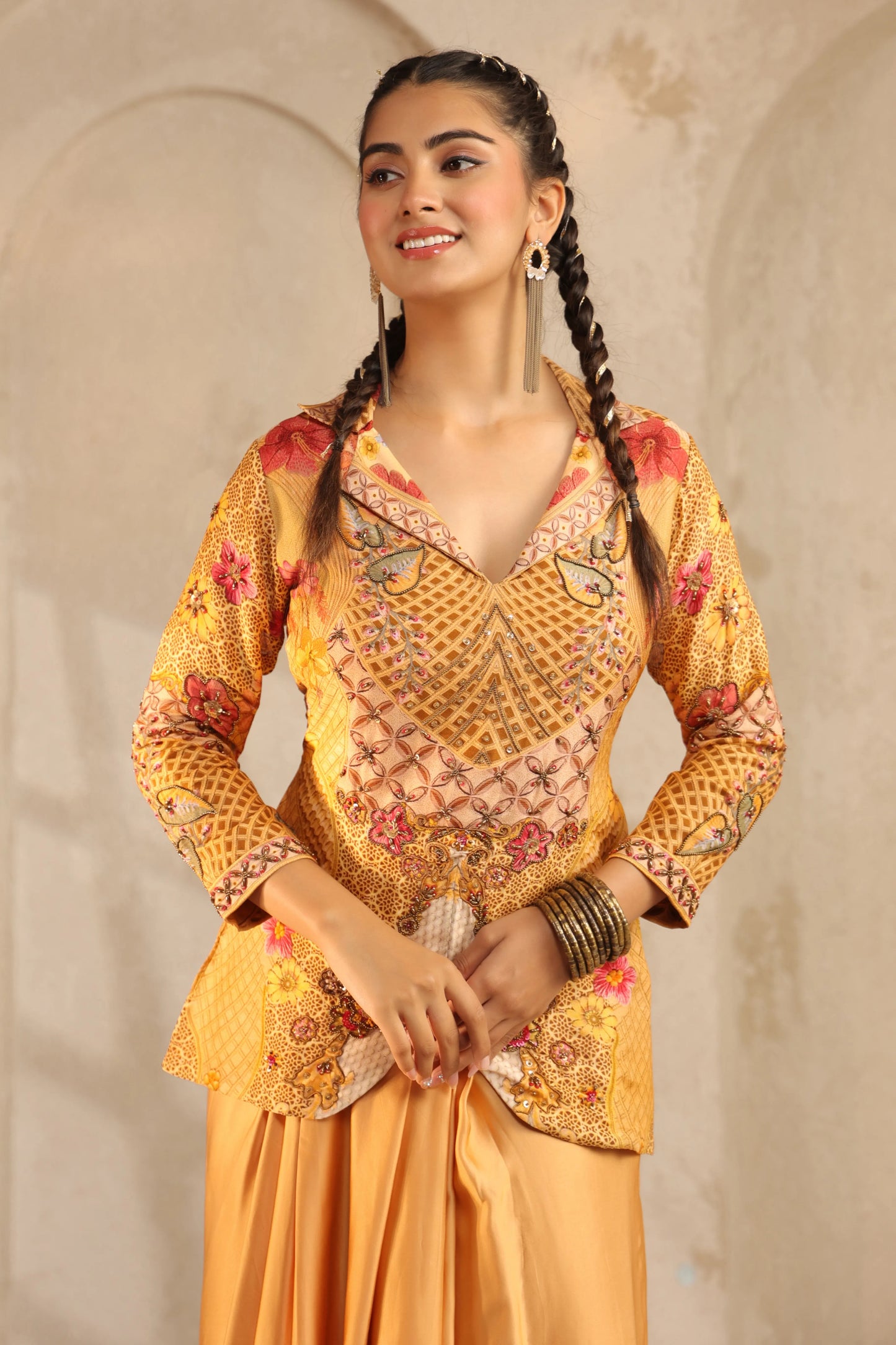 Jacket Top with Dhoti Pant