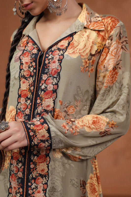 Floral Print Straight Kurti with Pant