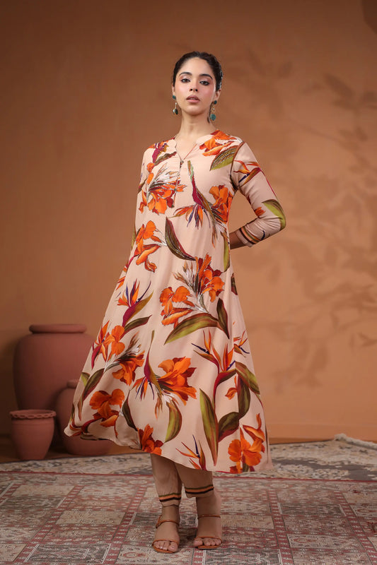 Floral Printed Embellished Kurta Pant