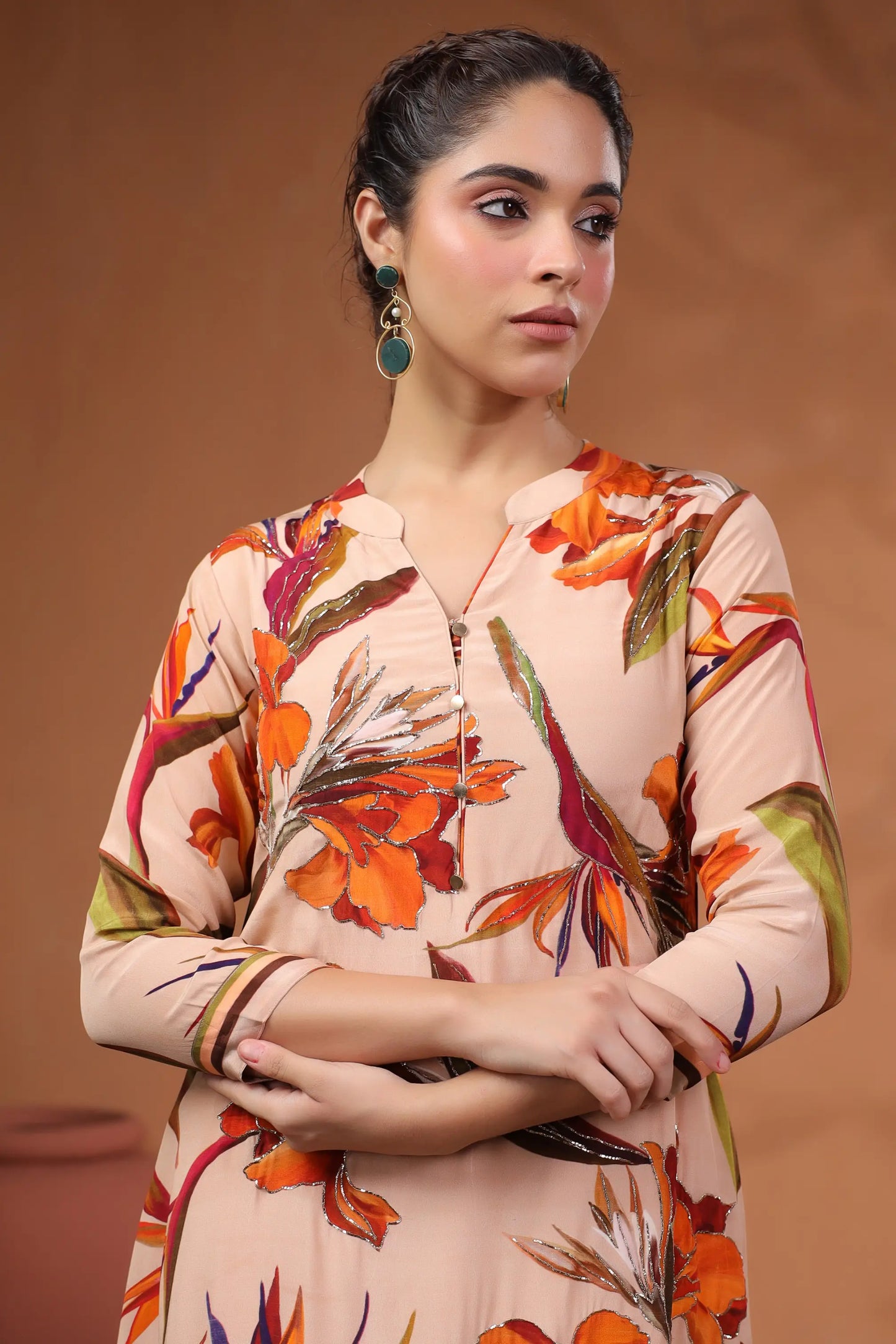 Floral Printed Embellished Kurta Pant