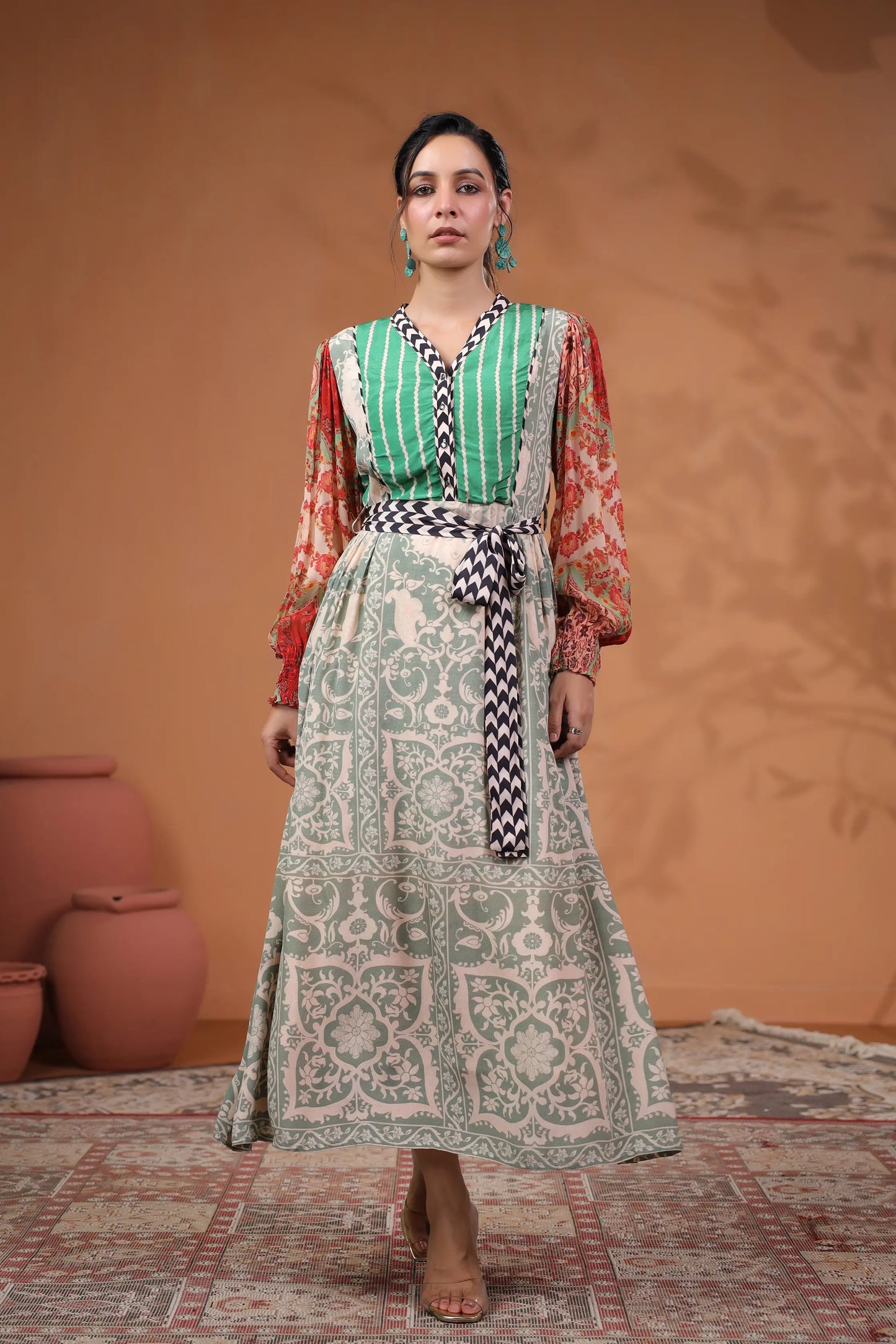 Collage Pattern Printed Dress