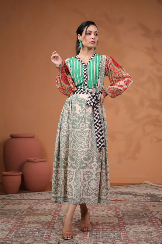 Collage Pattern Printed Dress