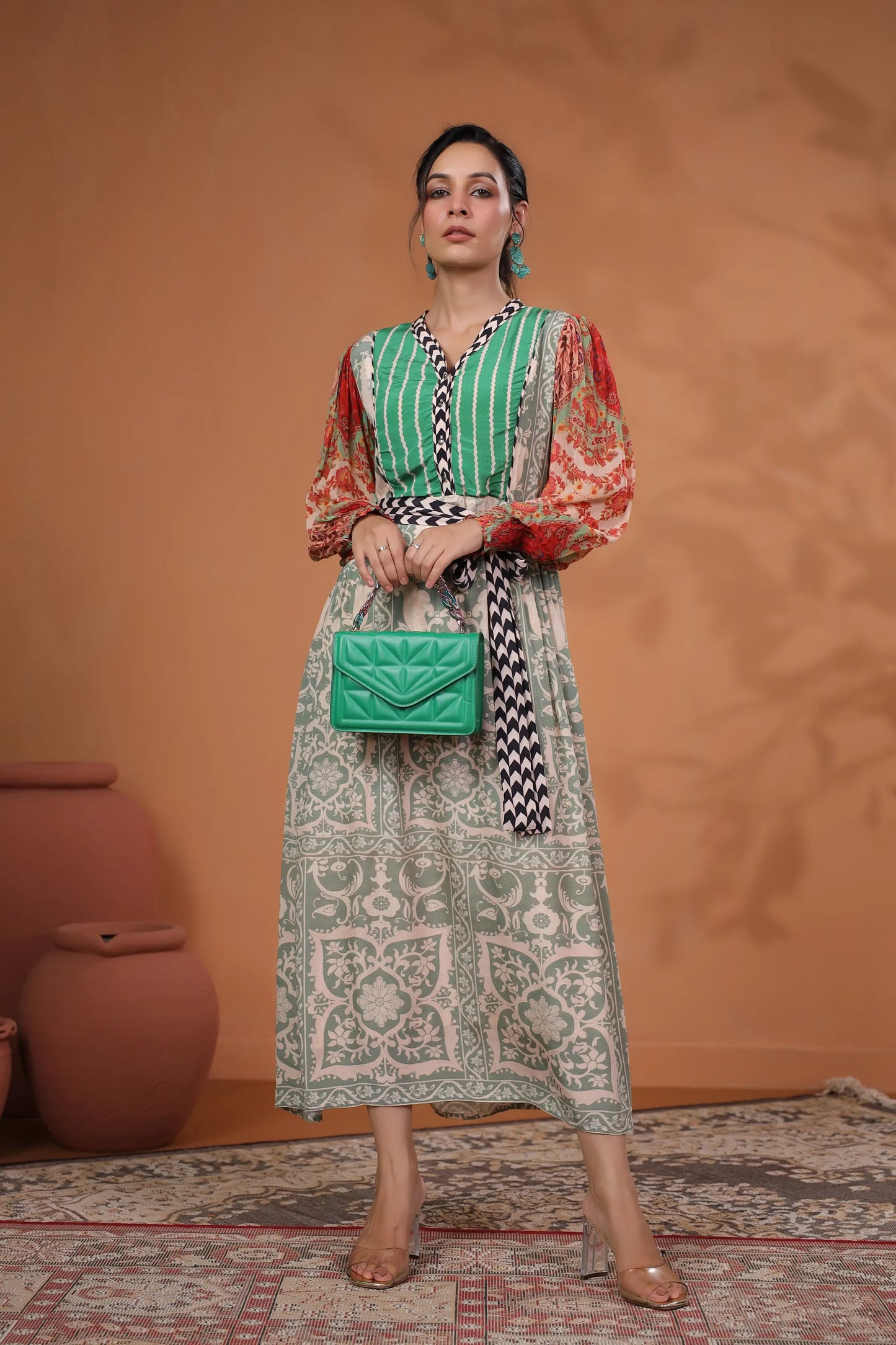 Collage Pattern Printed Dress