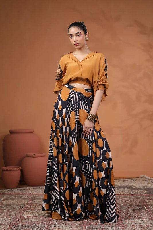 Abstarct Palzzo with Co-ordinated top with hand Emb. Detail