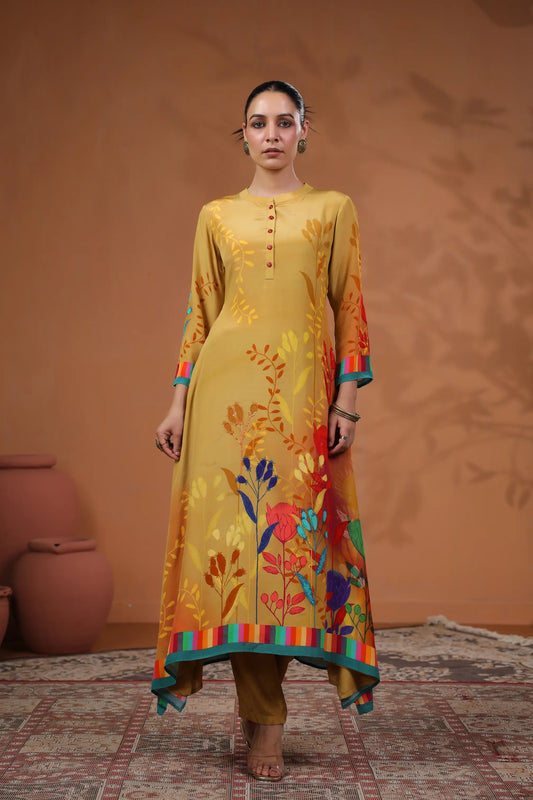 Floral Print Straight Kurti with Pant