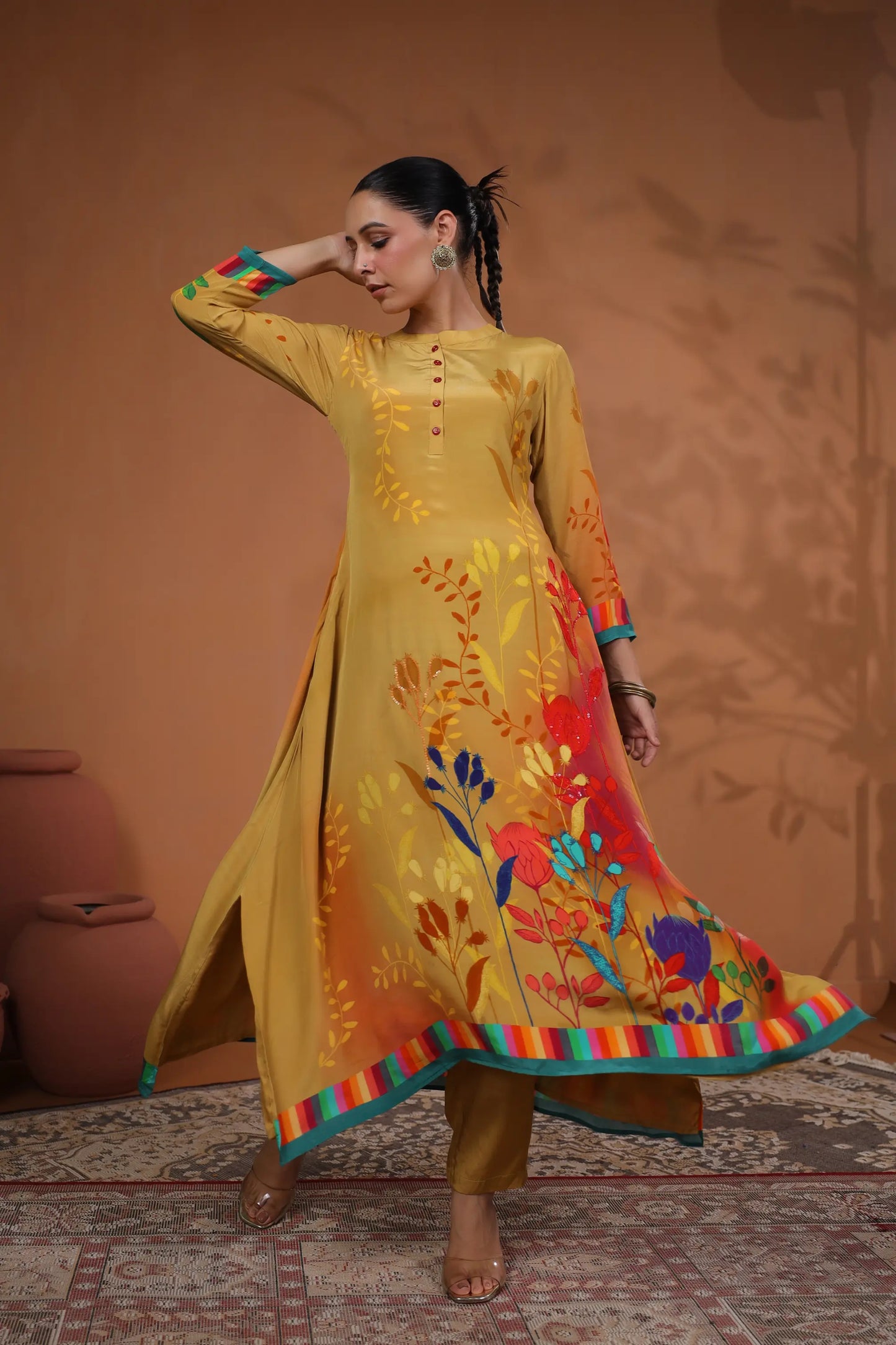 Floral Print Straight Kurti with Pant