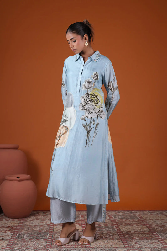 Floral Print Straight Kurti with Pant