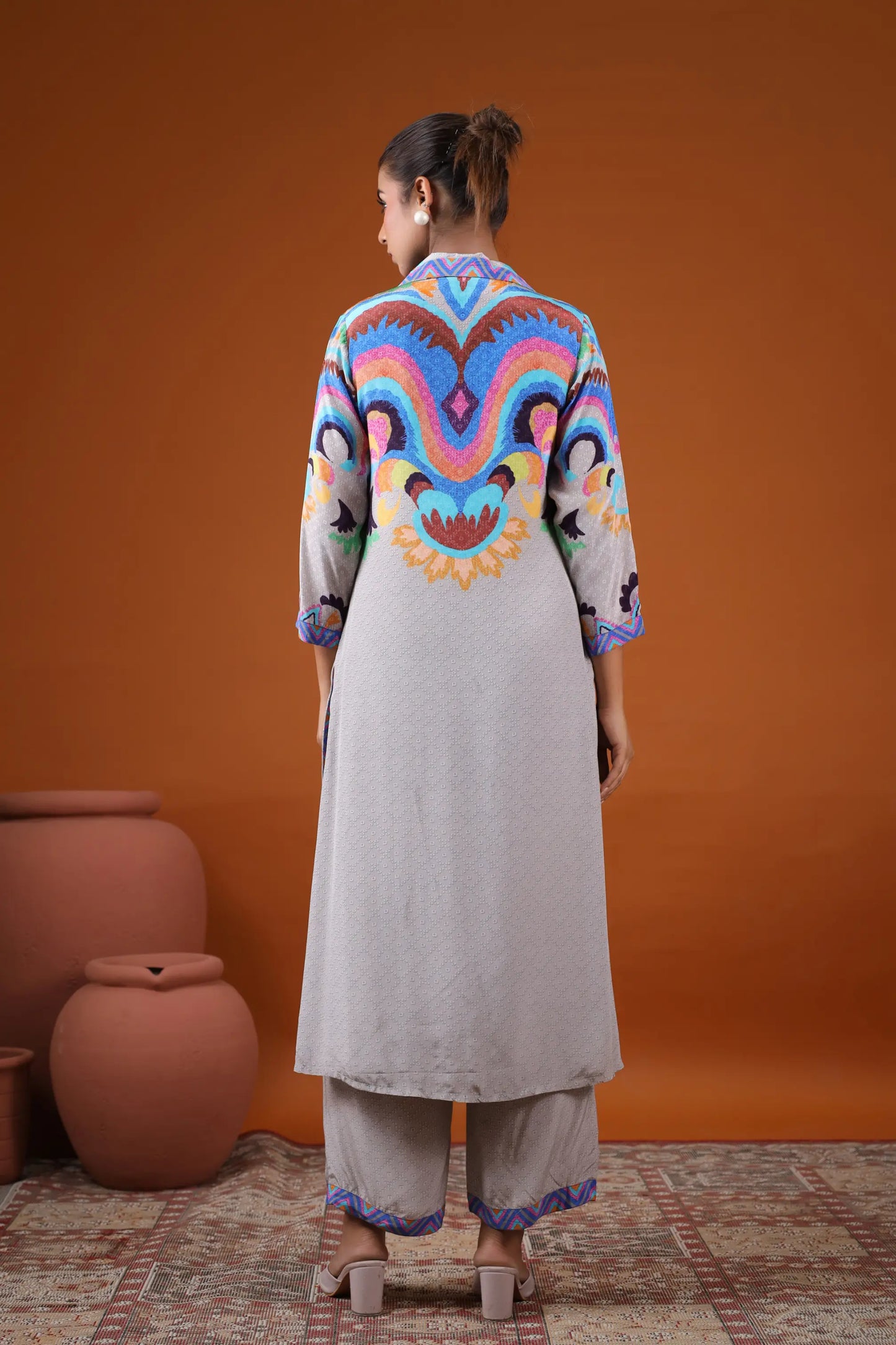 Abstract Print Straight Kurti With Pant