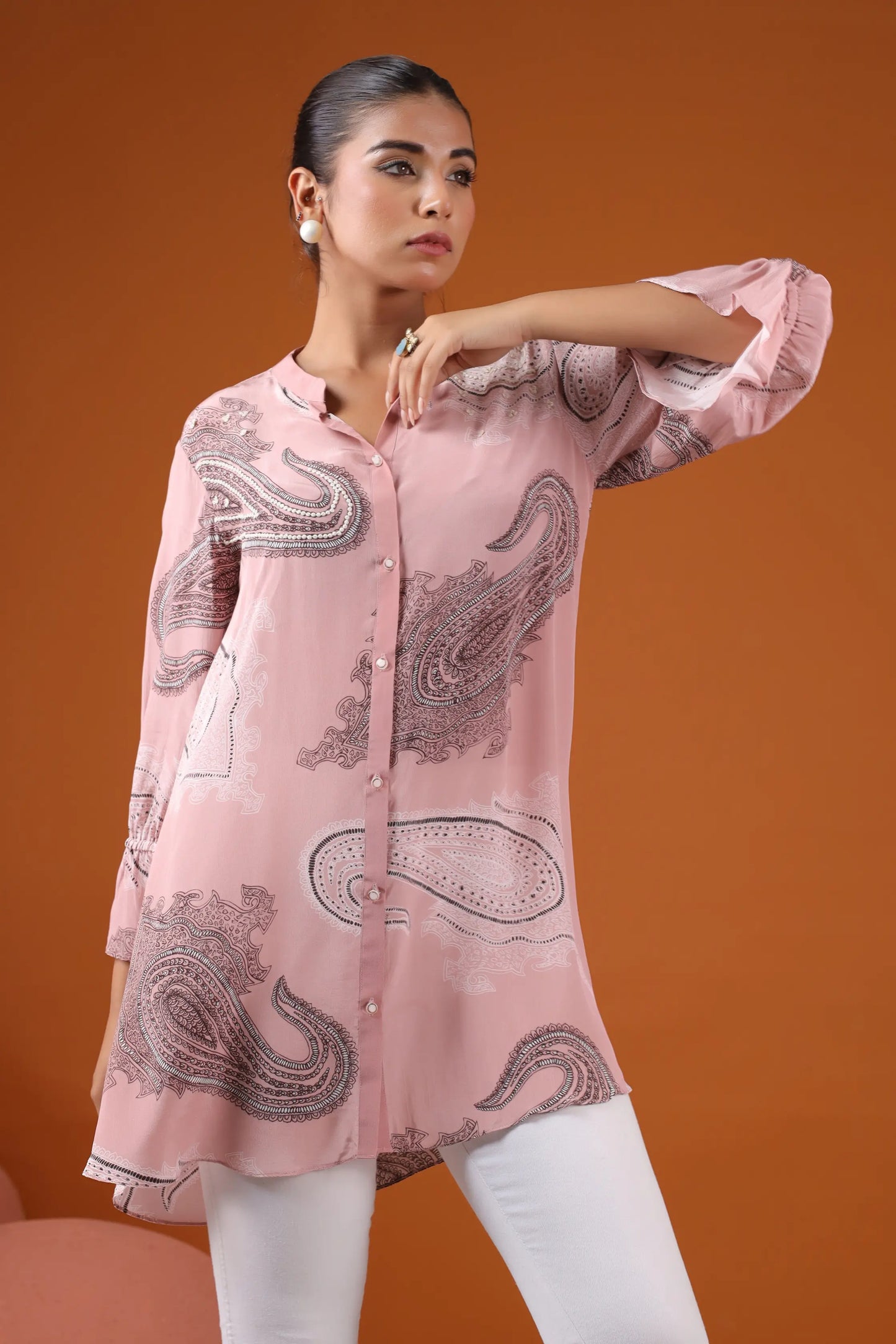 Printed Short Top with Light Embellish