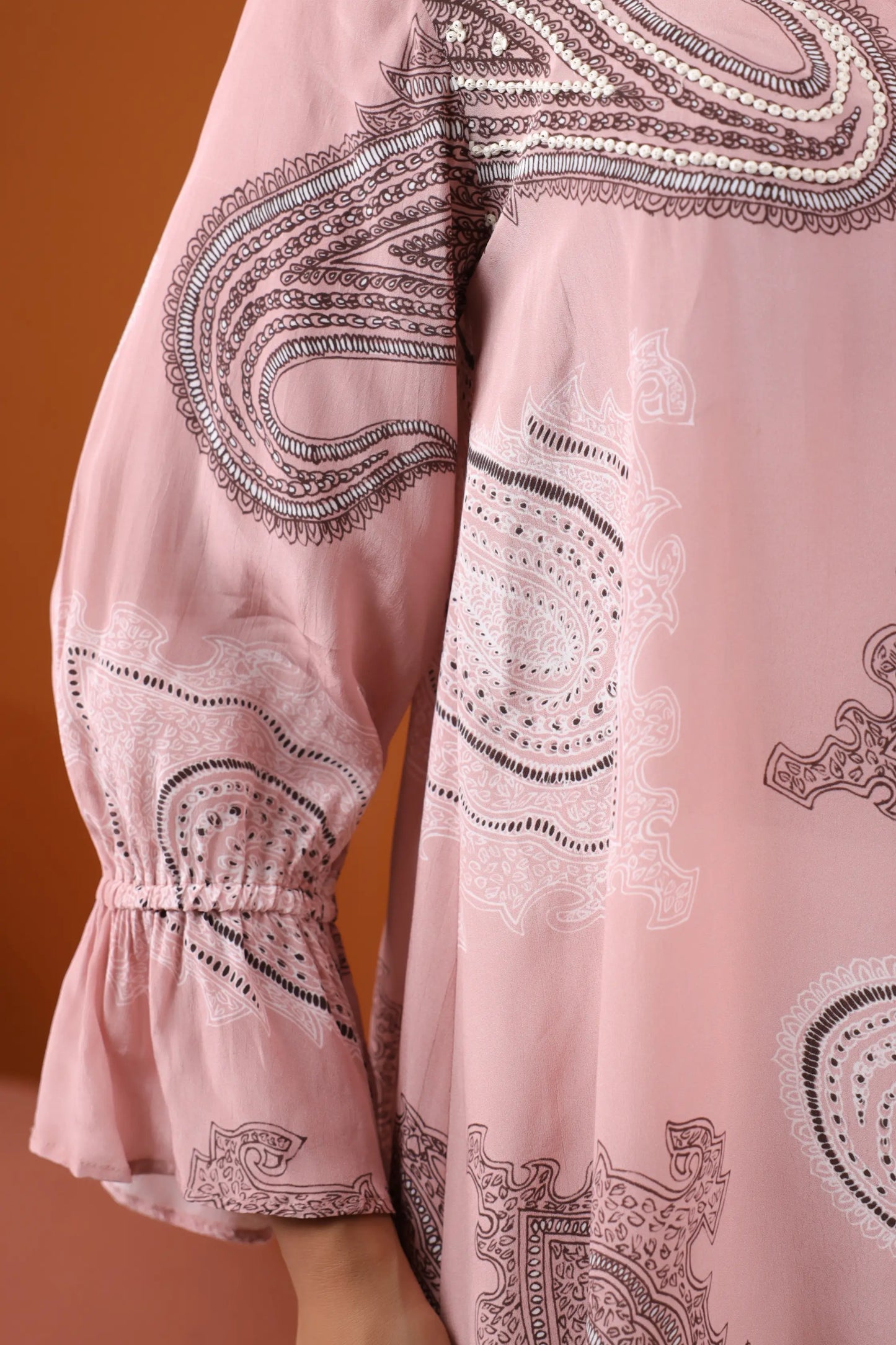 Printed Short Top with Light Embellish