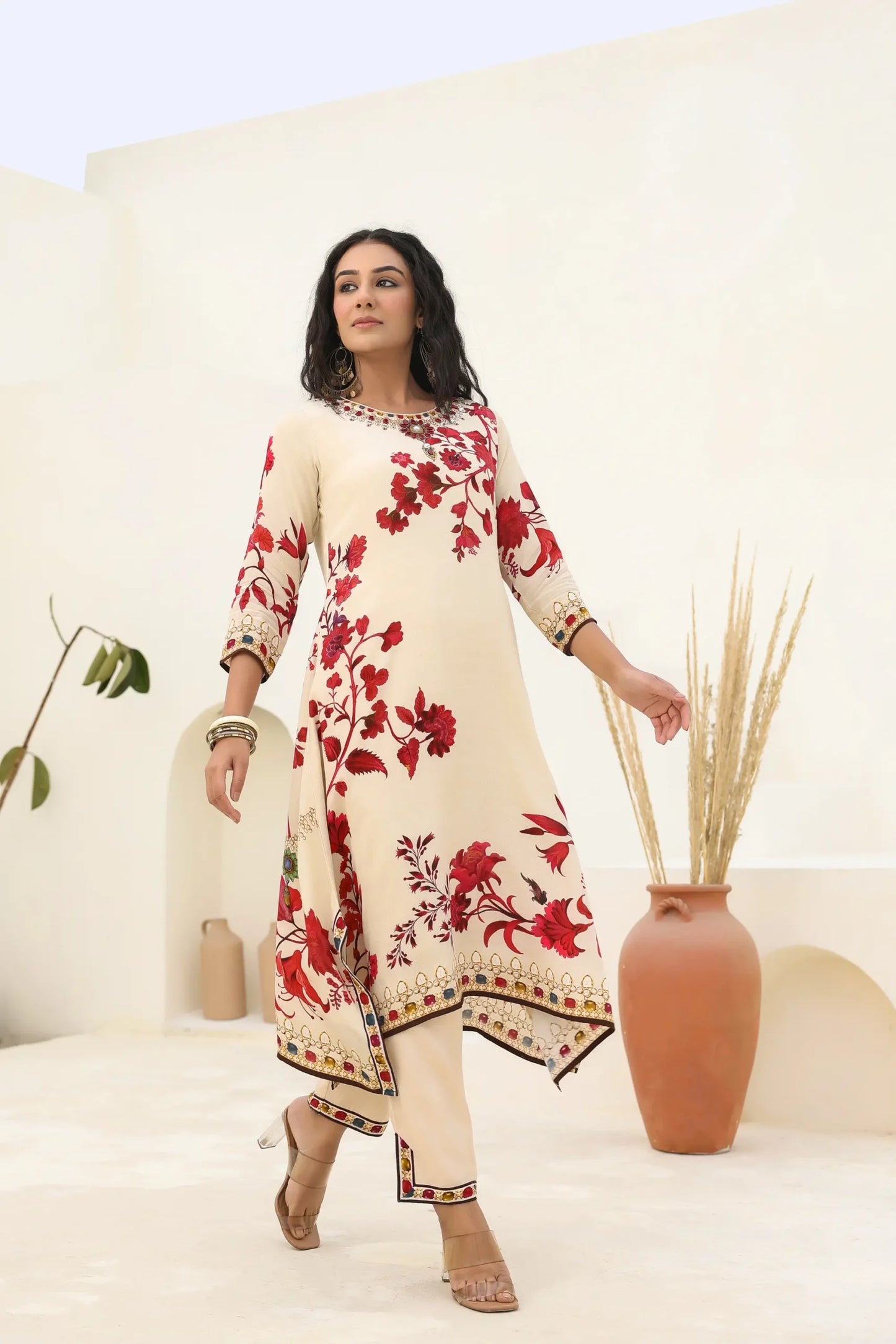 Floral Print Straight Kurti with Pant
