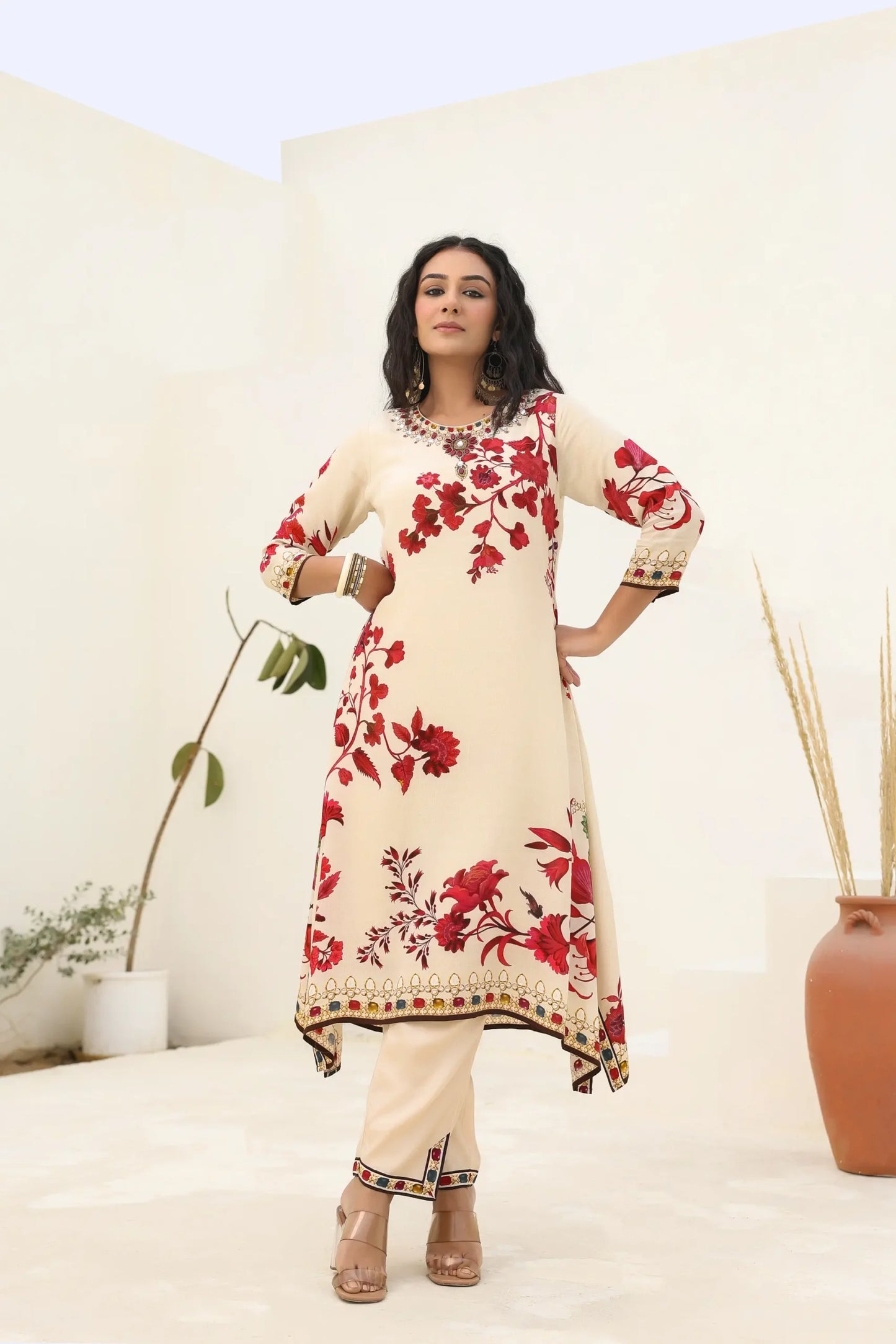 Floral Print Straight Kurti with Pant