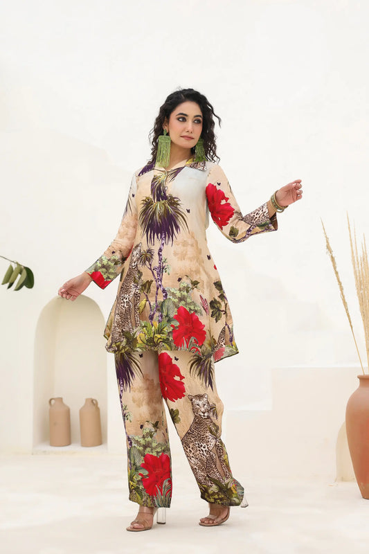 Abstract Print Straight Kurti with Pant