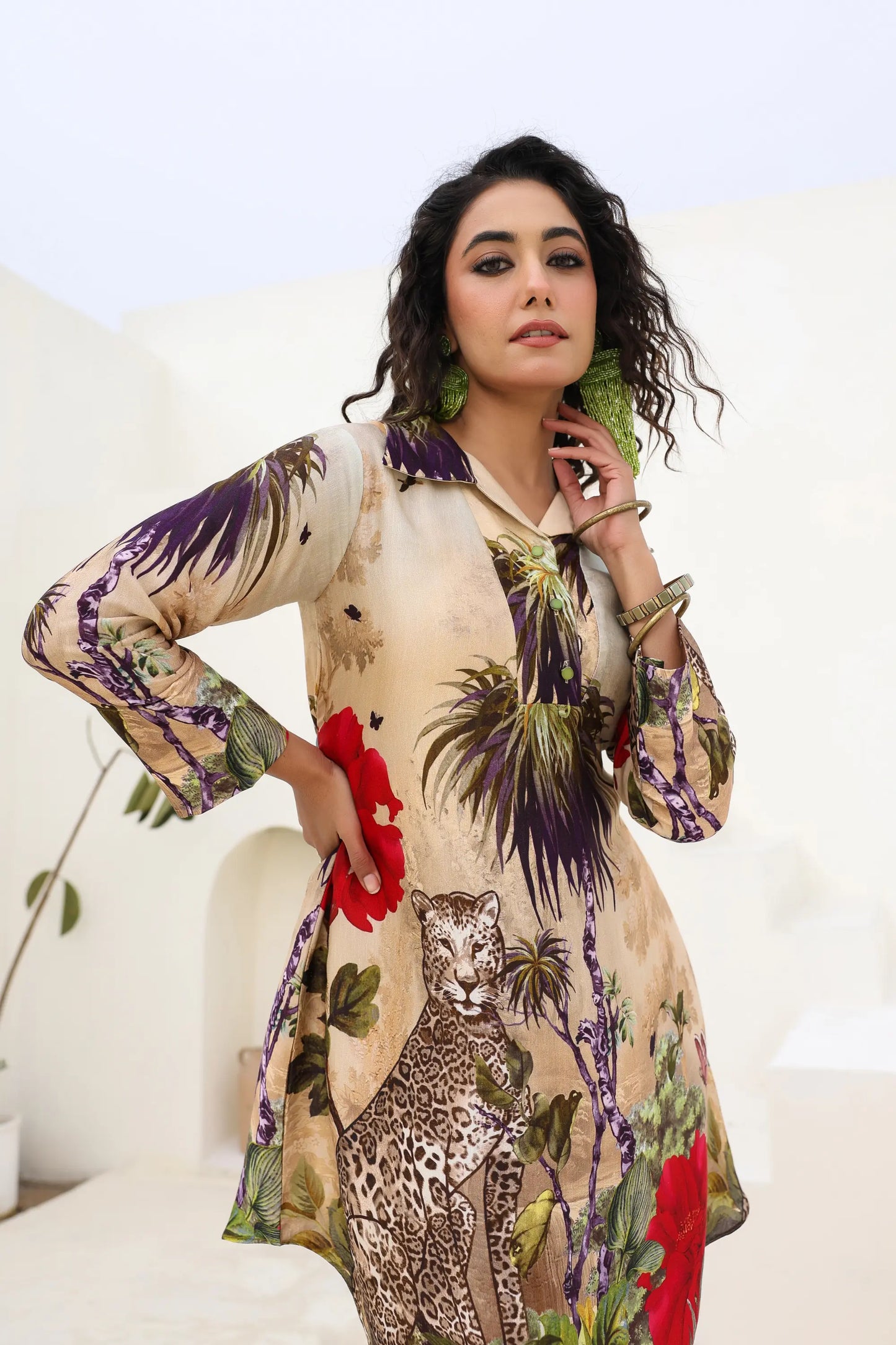 Abstract Print Straight Kurti with Pant