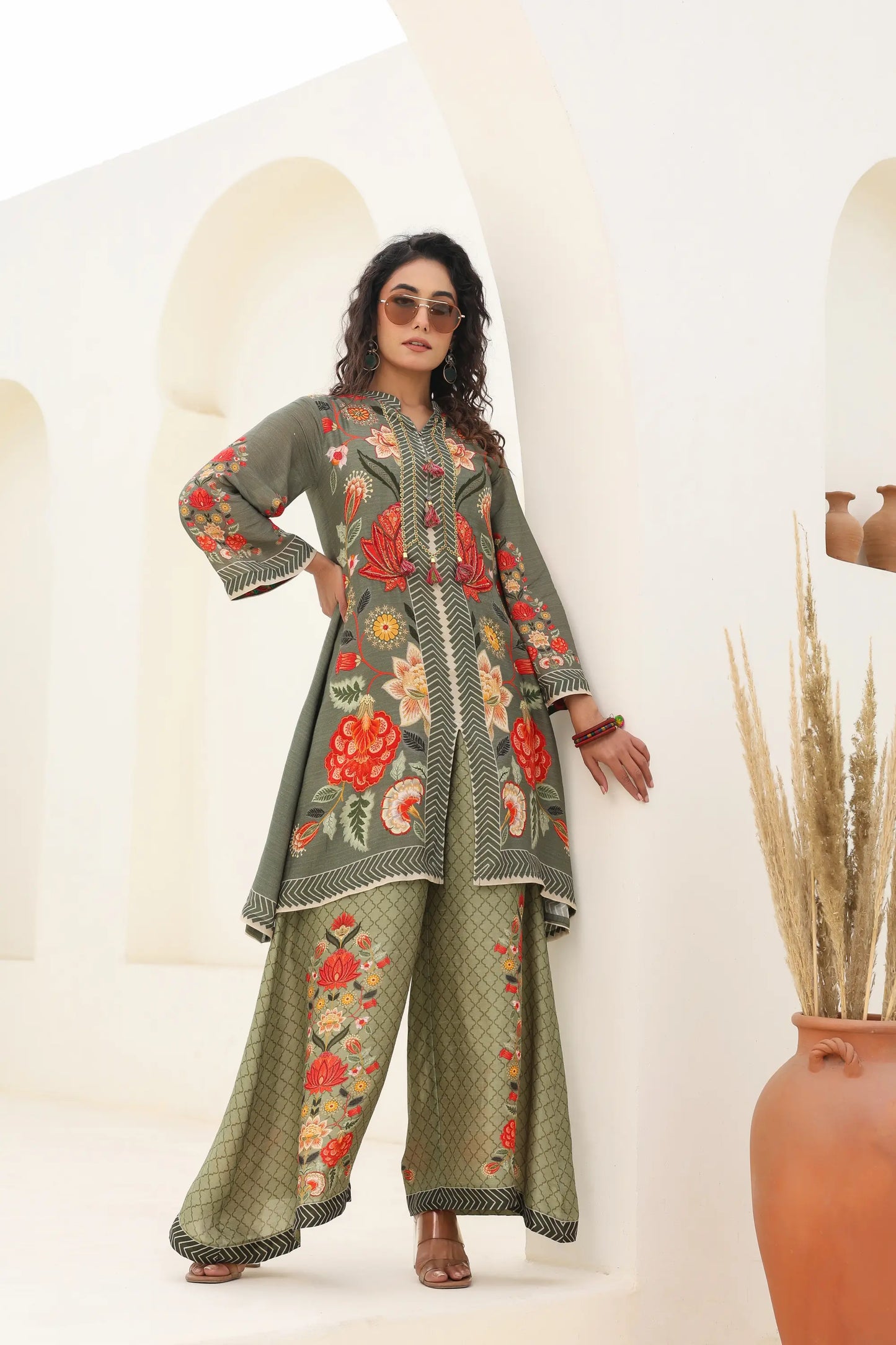 Combination print Co-Ord Set With light Embellish