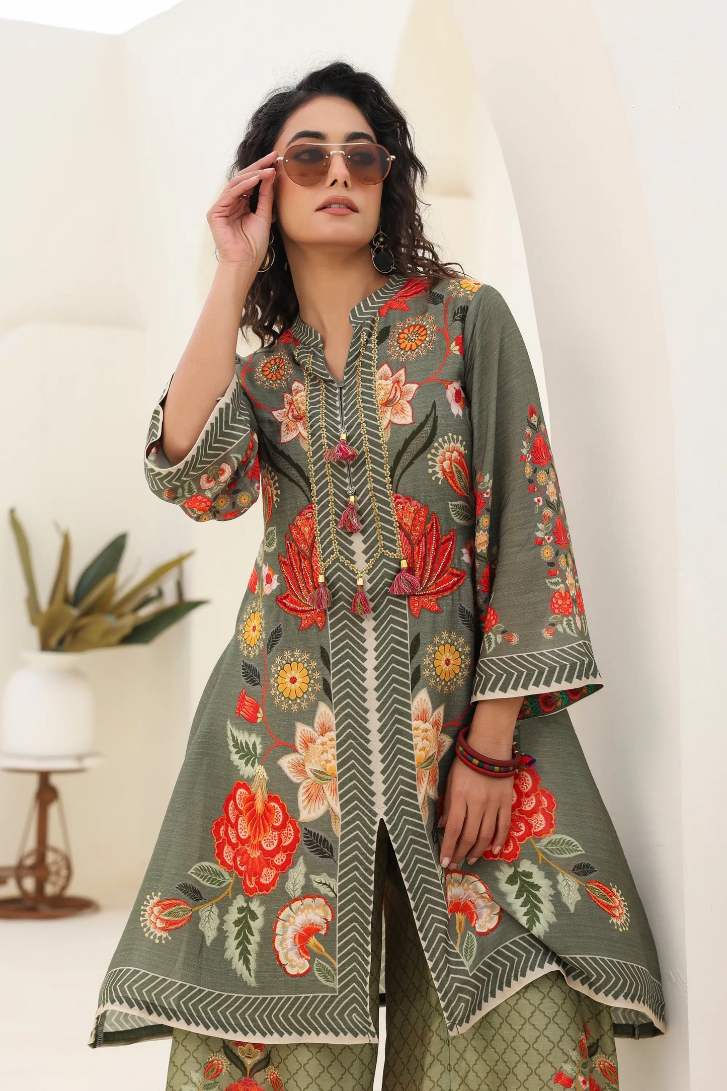 Combination print Co-Ord Set With light Embellish