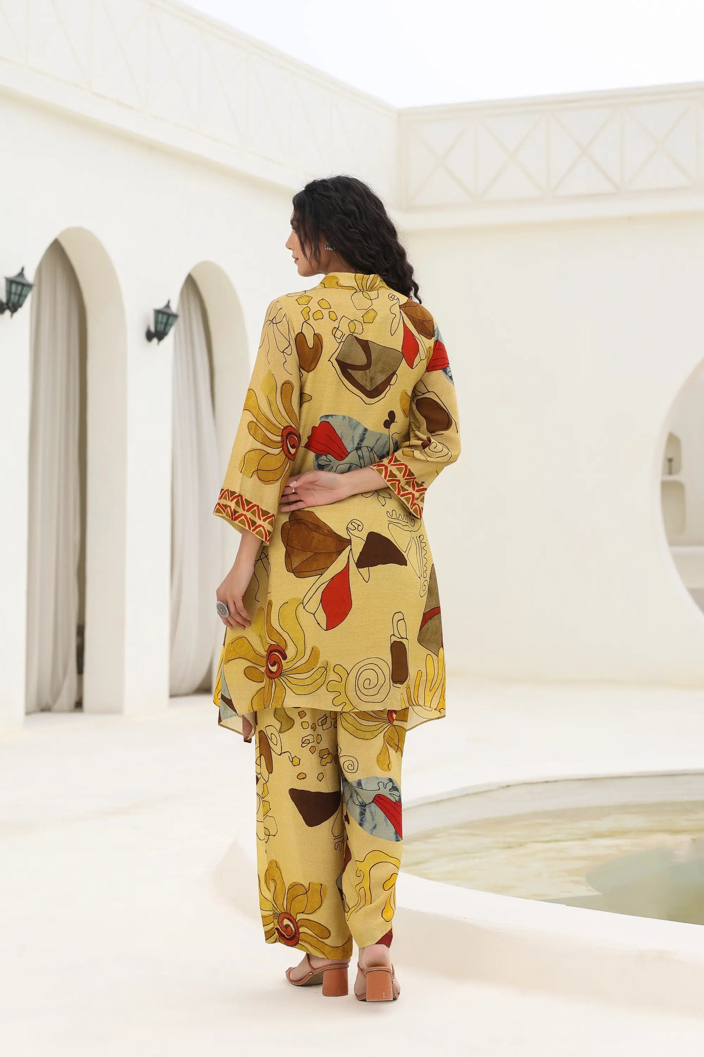 Abstract Print Straight Kurti with Printed Pant