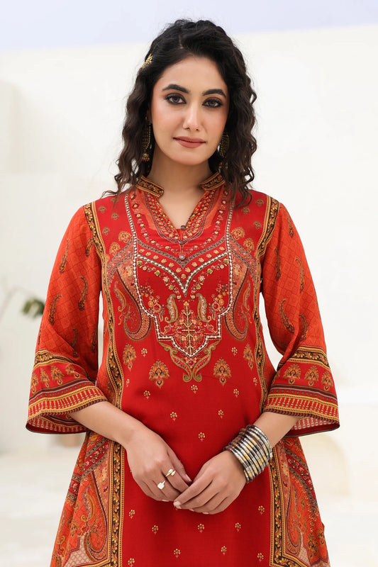 Traditional Print Short Kurti with Pant