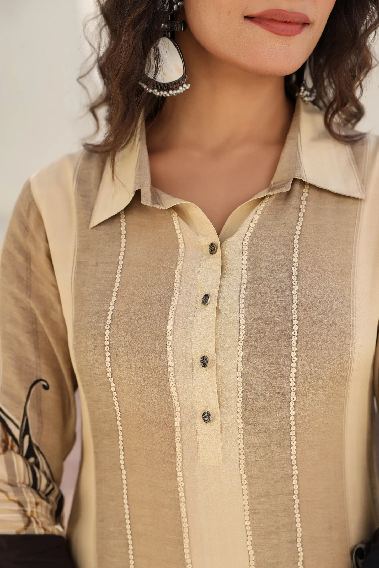 Abstract Print Straight Kurti with Pant