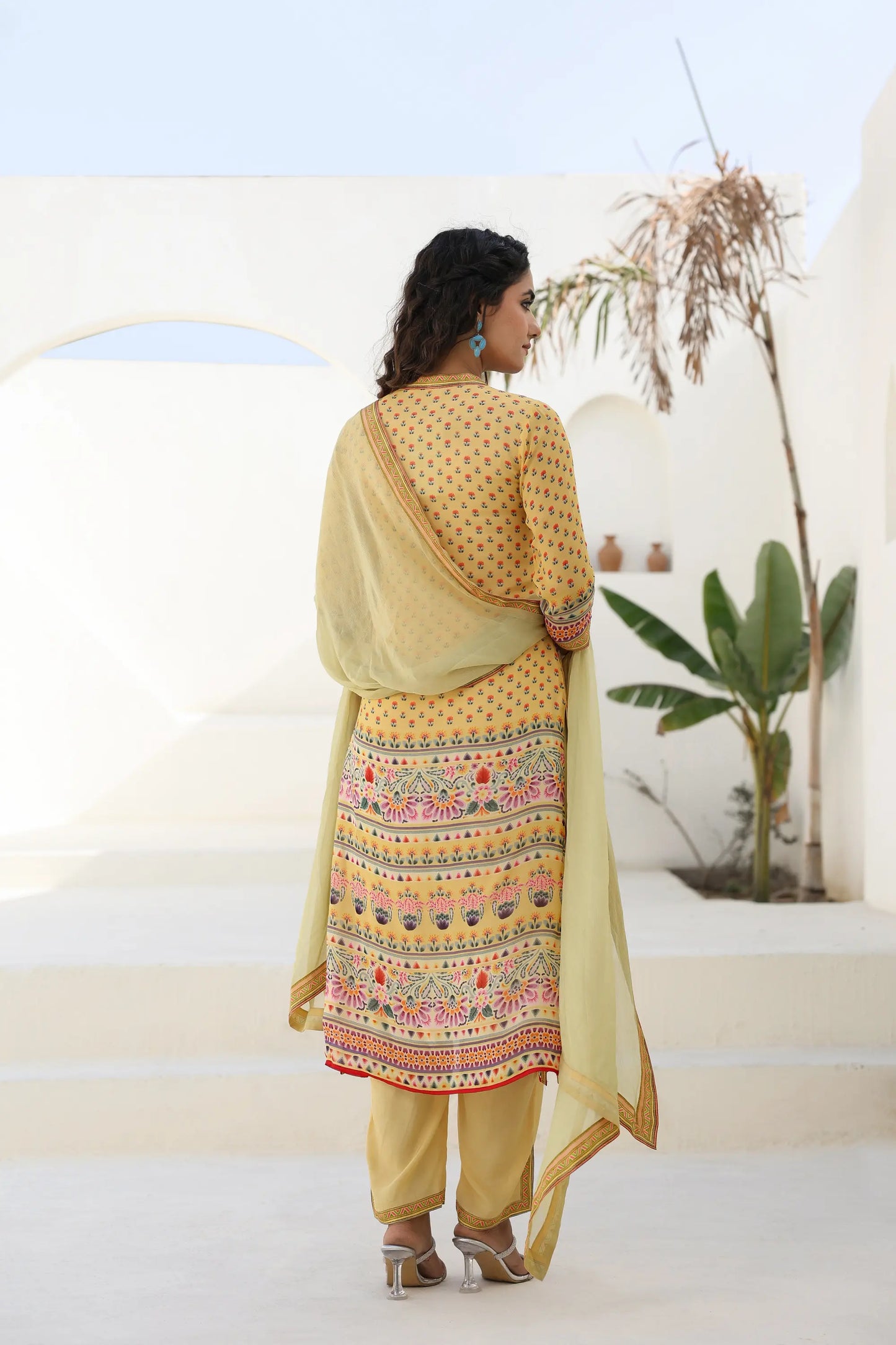 Traditional Print Straight Kurti with Pant and Printed Dupatta