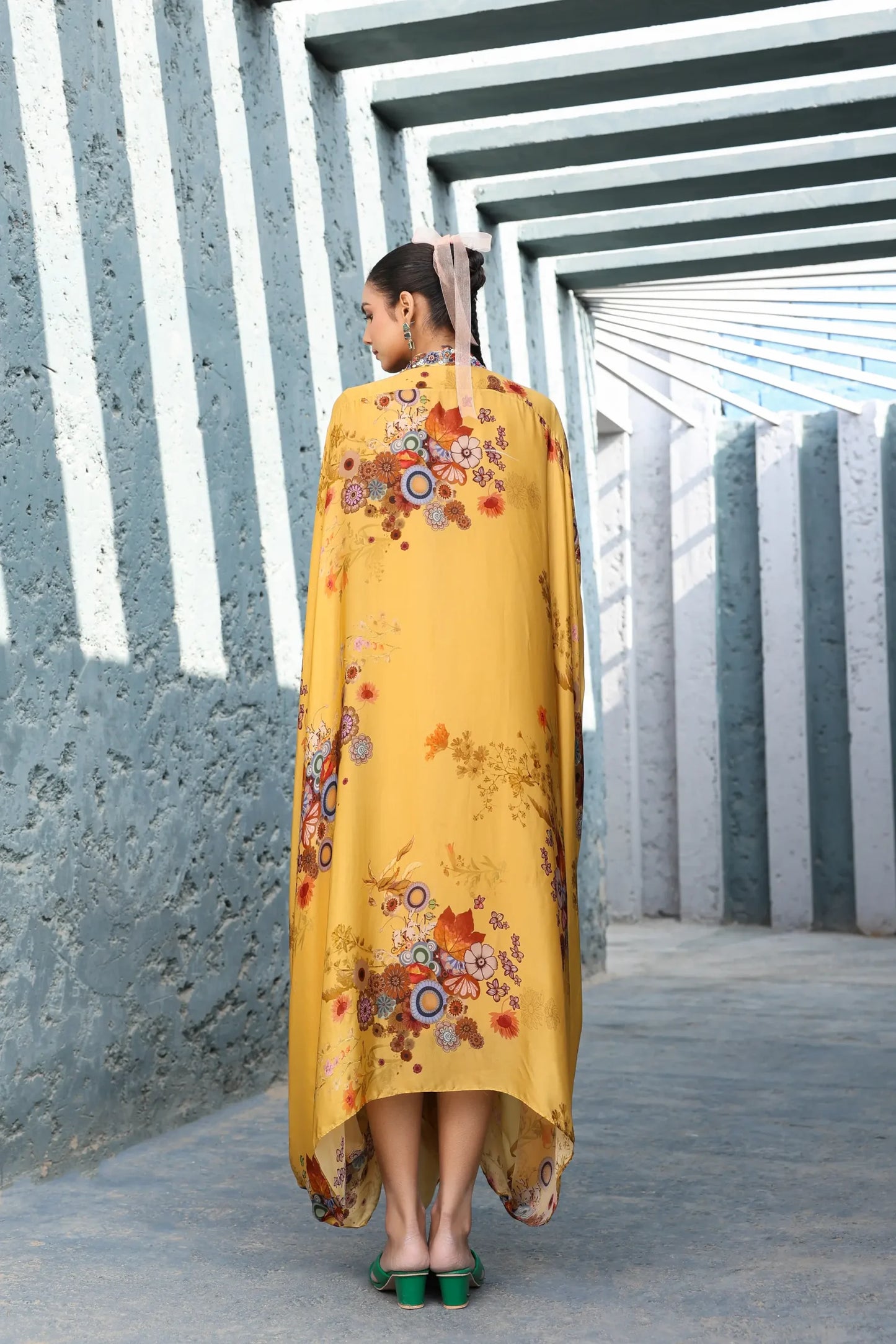 Long Drape Set with Neck Embellish