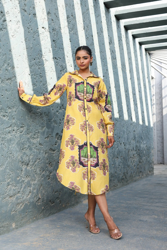 European Print Cotton Dress