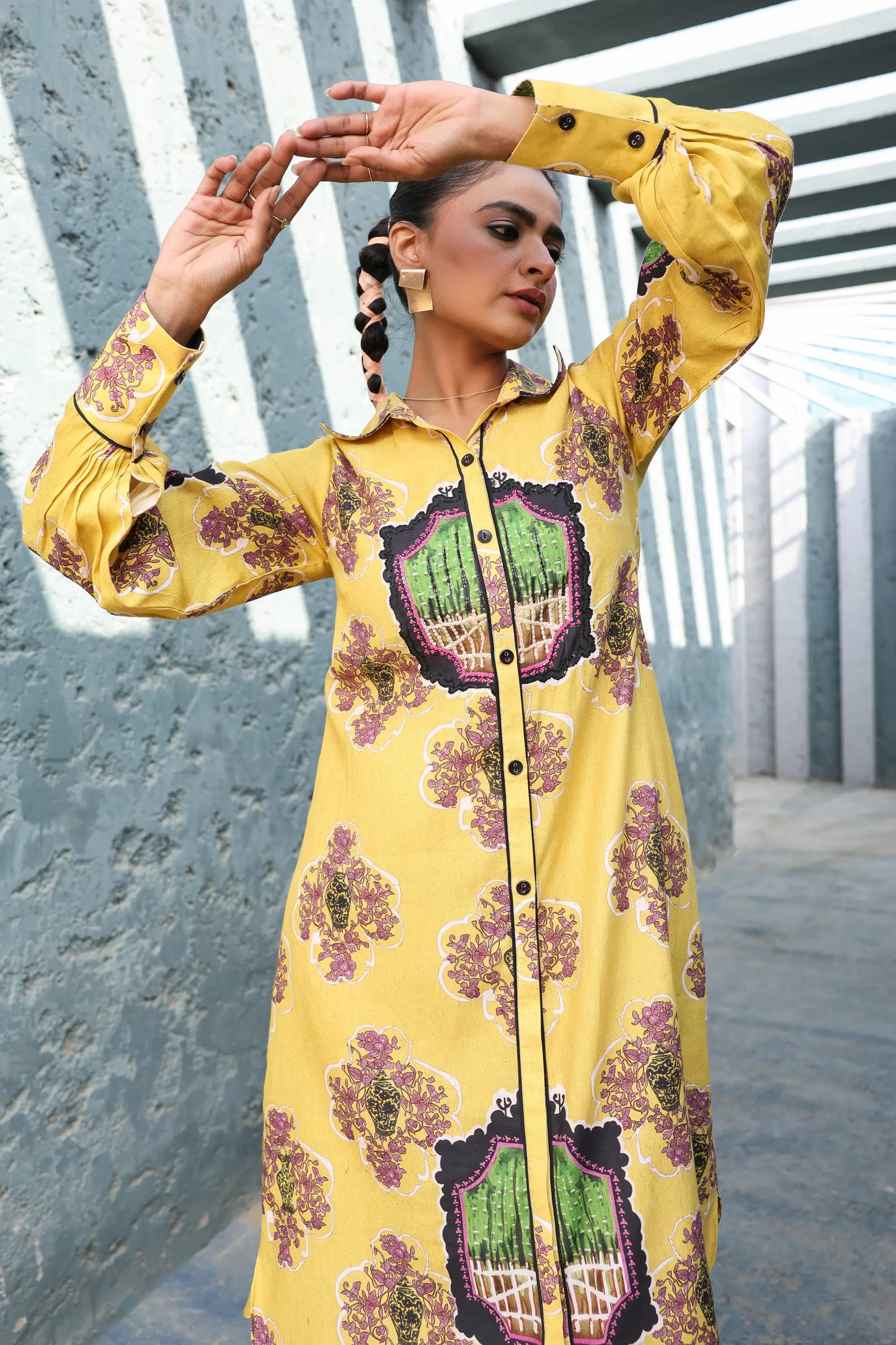 European Print Cotton Dress