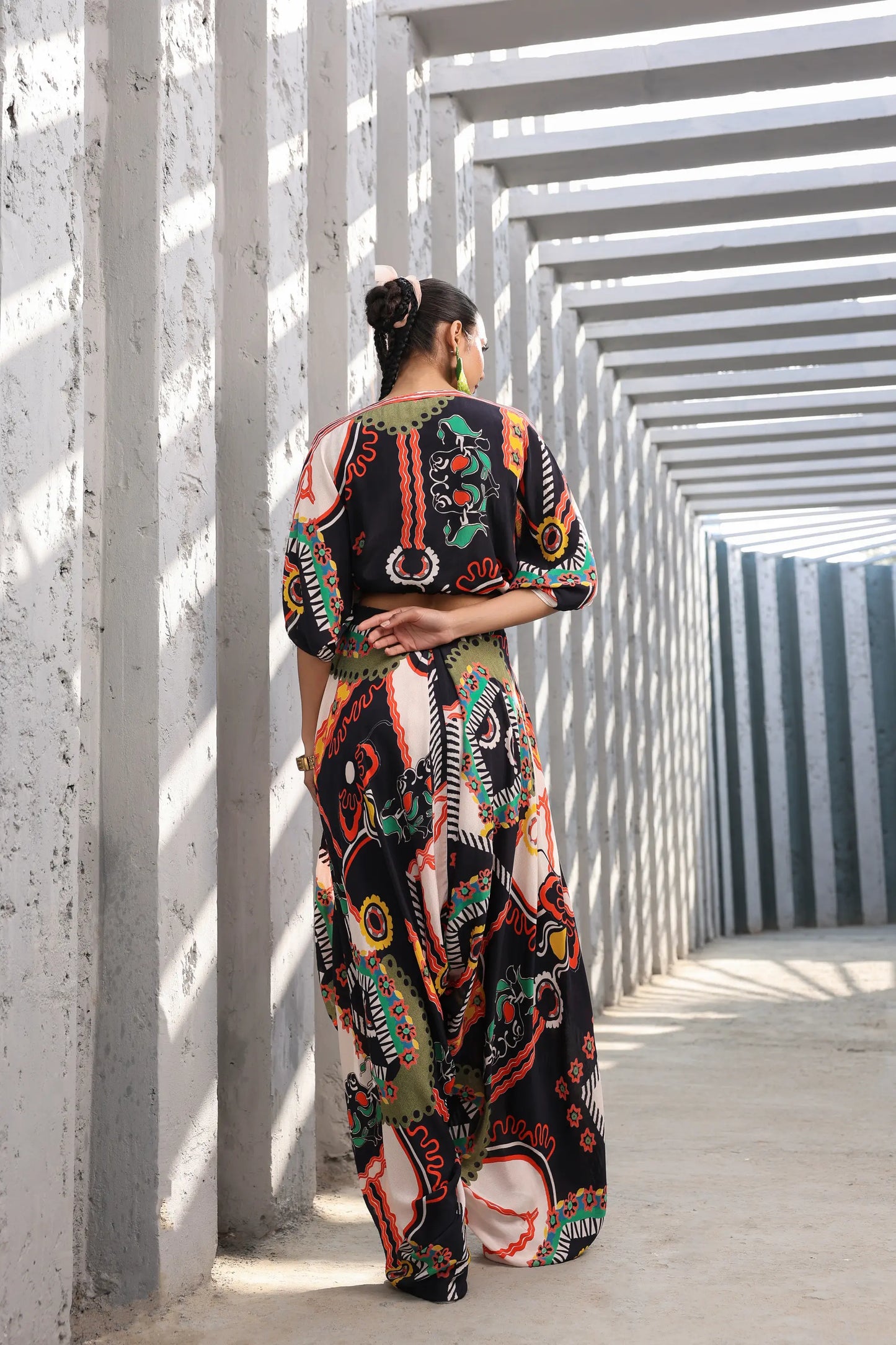 Dhoti Pant Co-Ord Set With Embellish Belt And Top