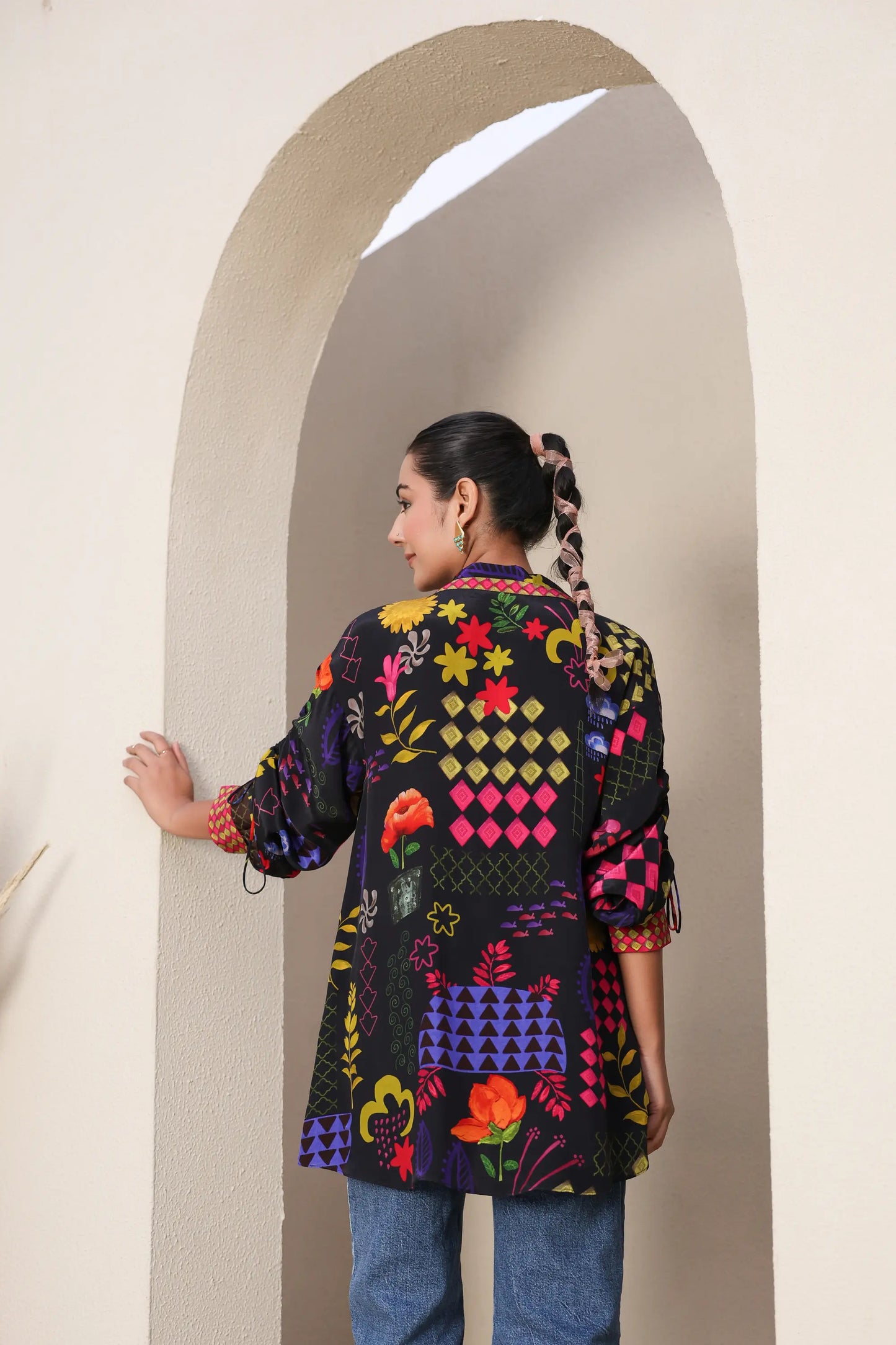 Printed Short Top with light Embellish