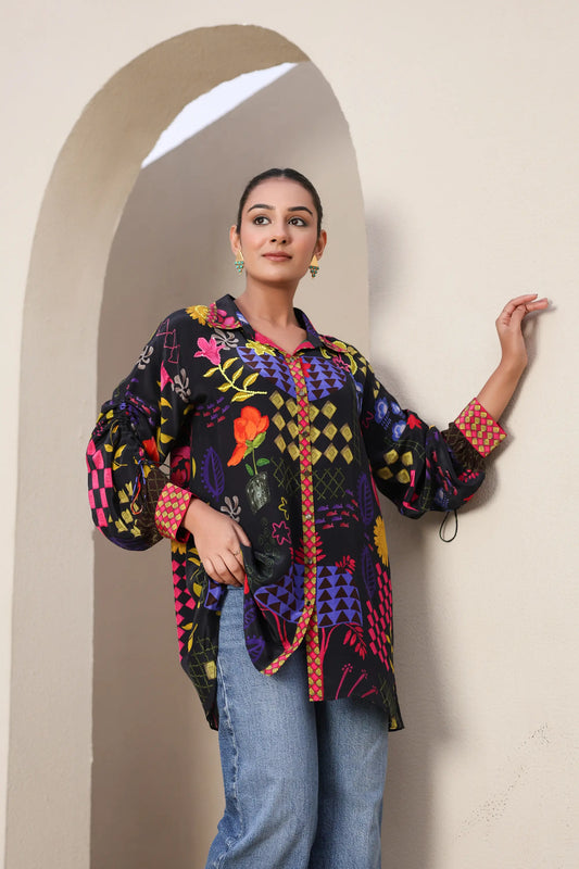 Printed Short Top with light Embellish