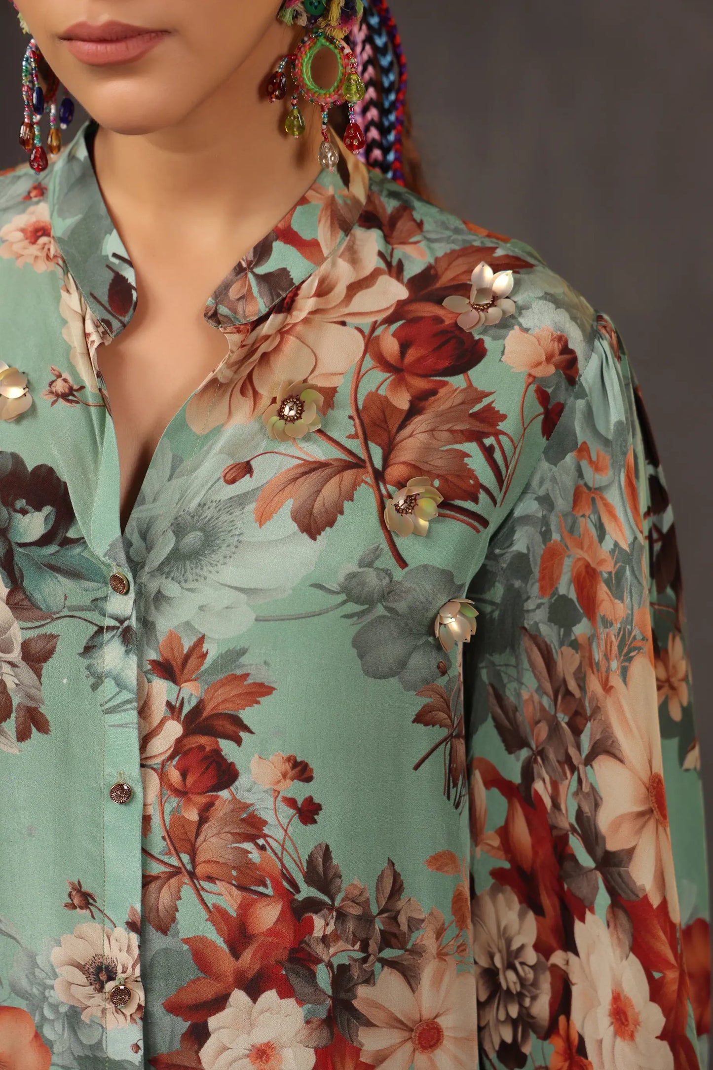 Printed Short Top with Light Embellish