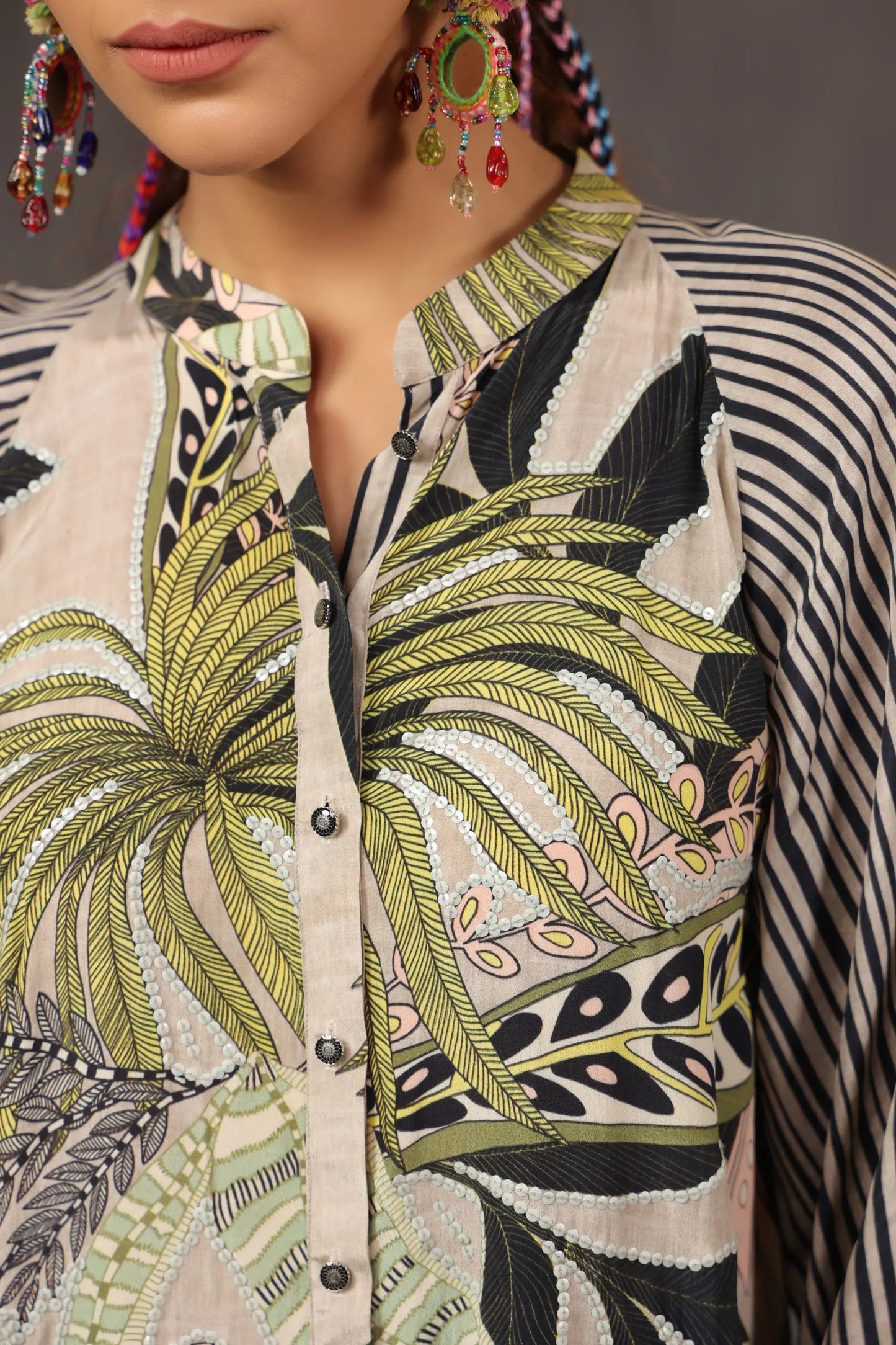 Printed Short Top with Light Embellish