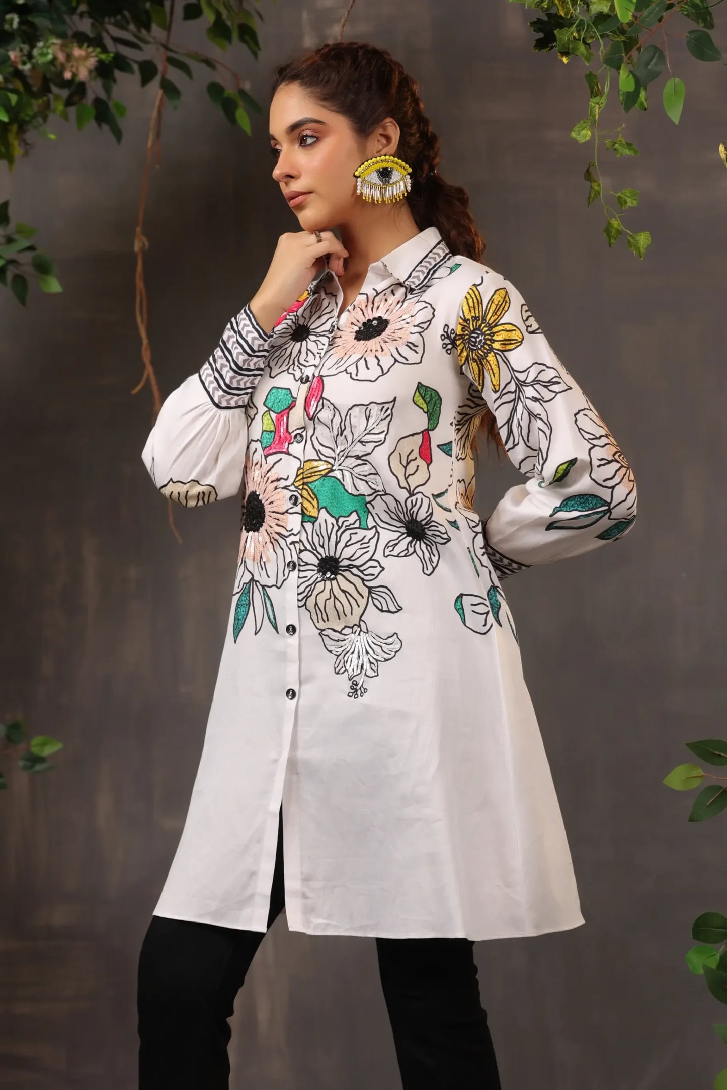 Floral Printed Top with full Embellish