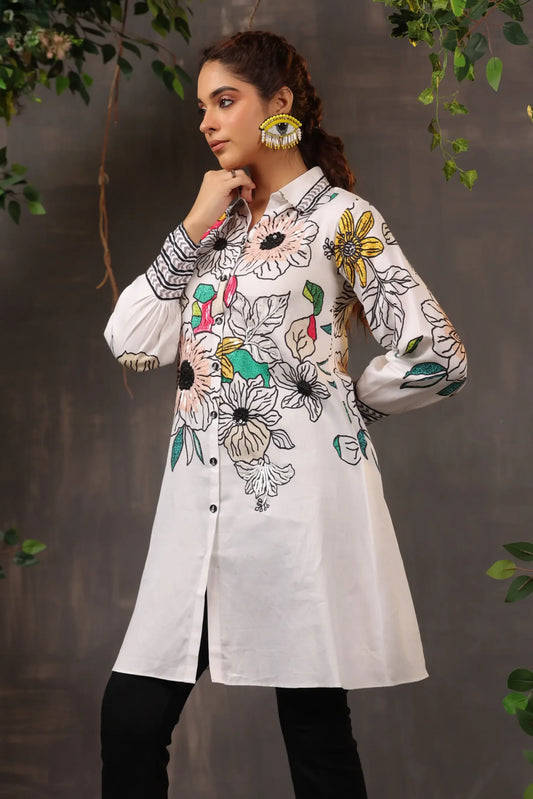 Floral Printed Top with full Embellish