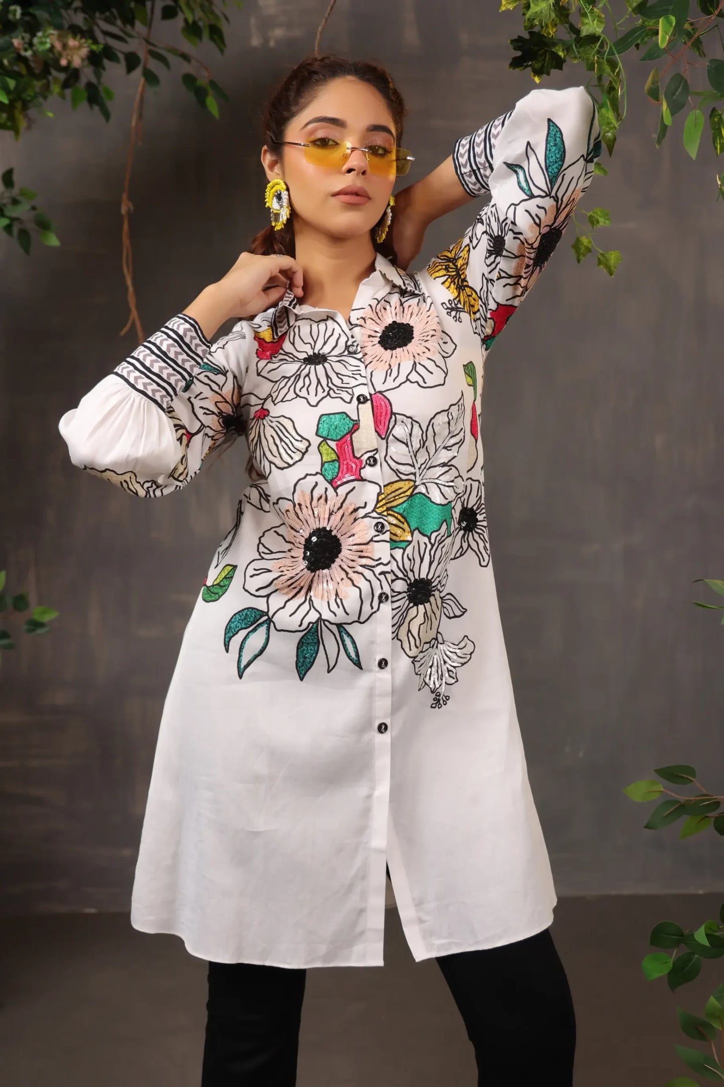 Floral Printed Top with full Embellish