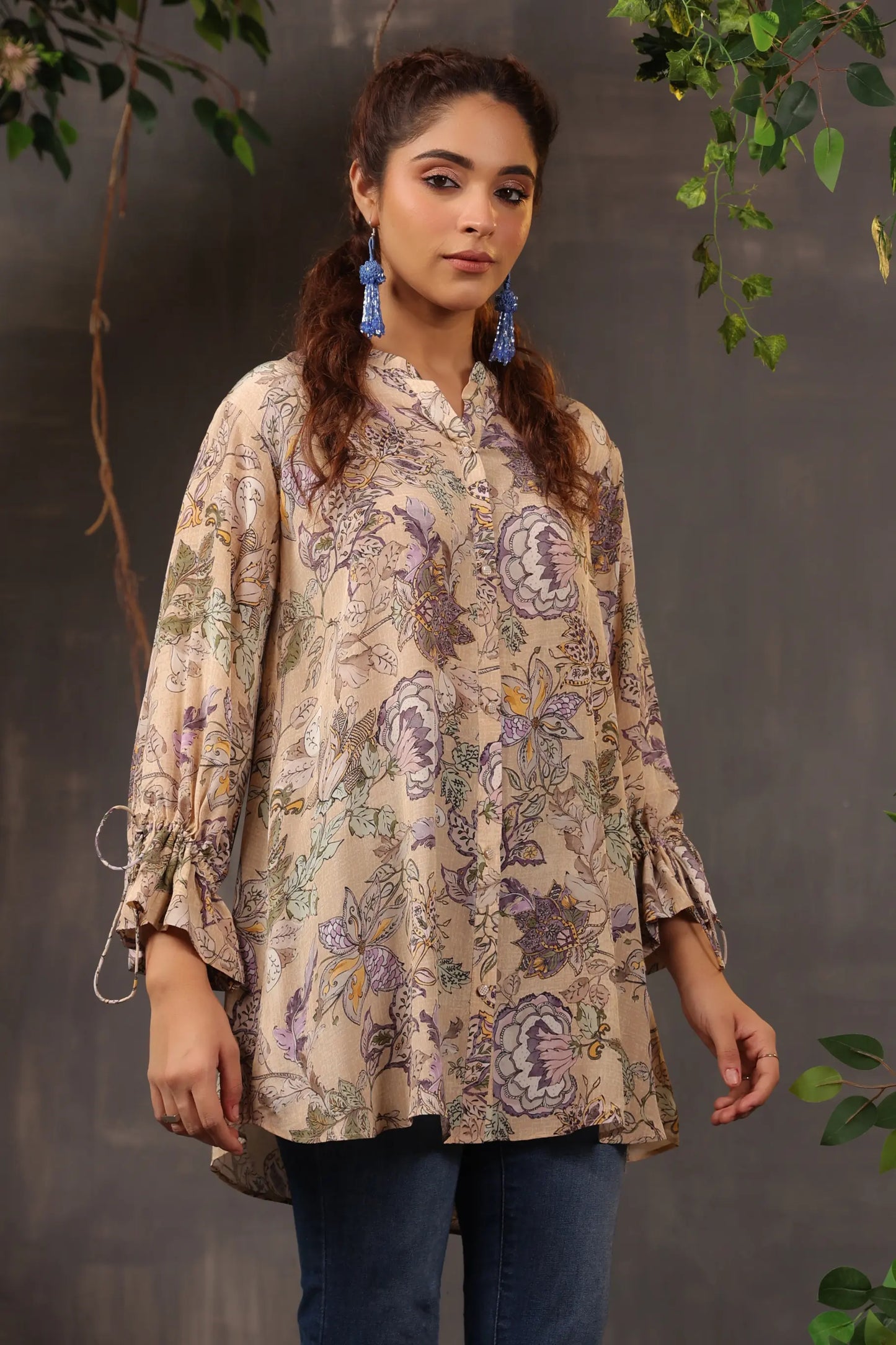 Printed Short Top with Light Embellish