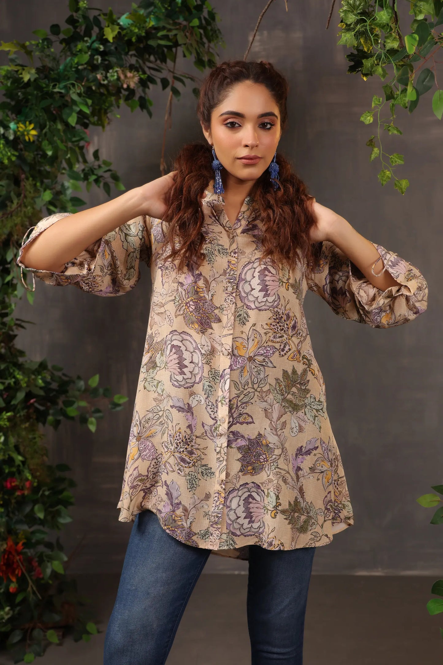 Printed Short Top with Light Embellish