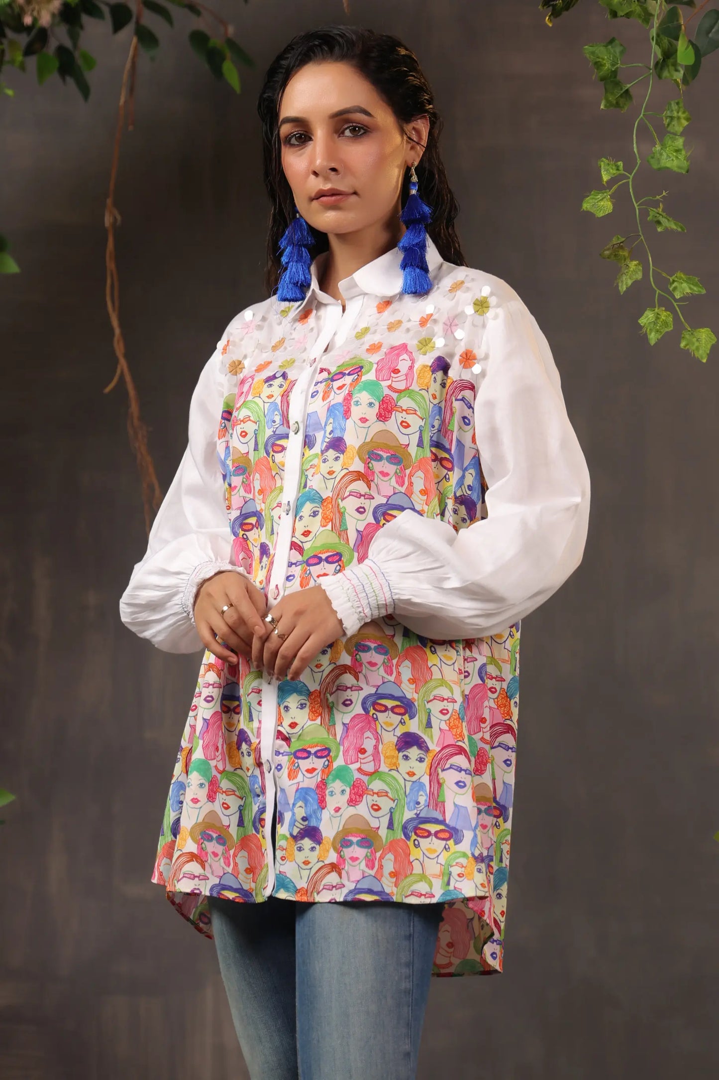 Patch Work Printed Top light Embellish