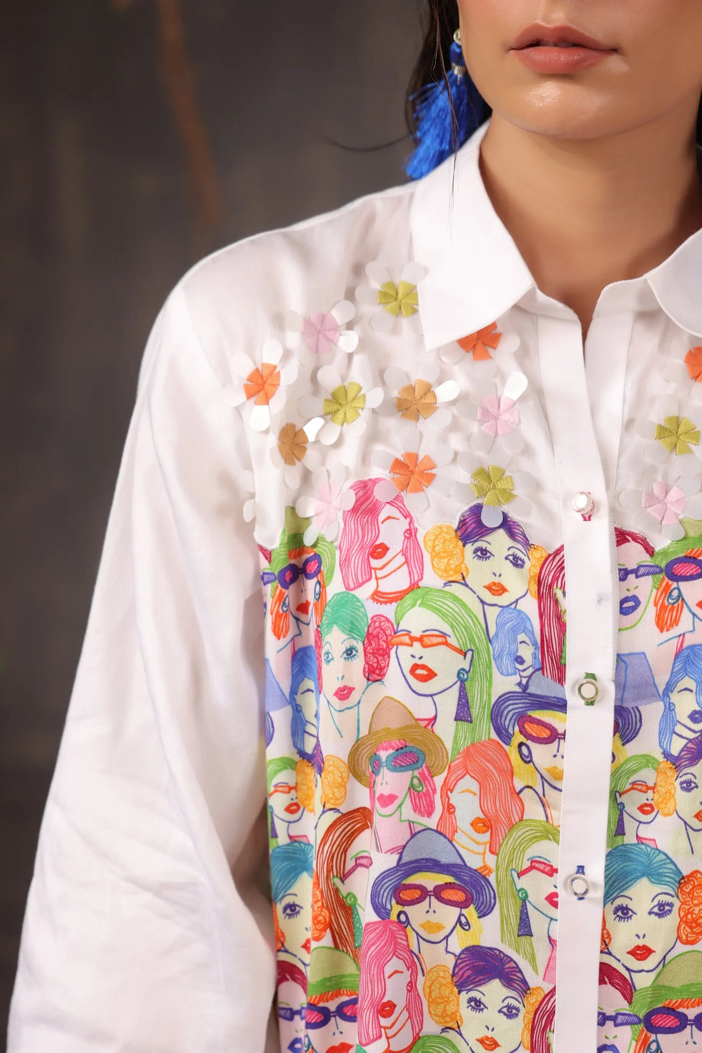 Patch Work Printed Top light Embellish