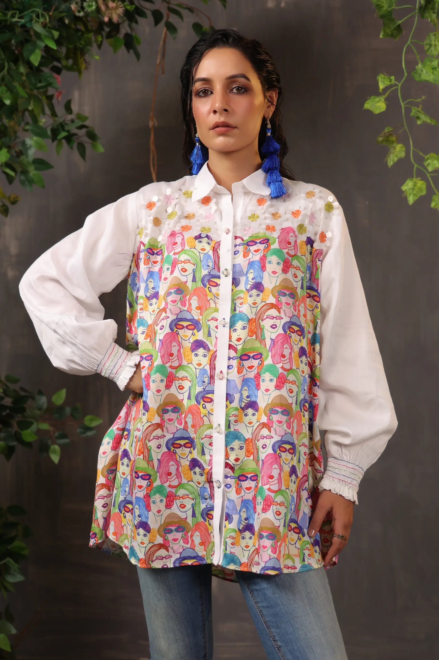 Patch Work Printed Top light Embellish