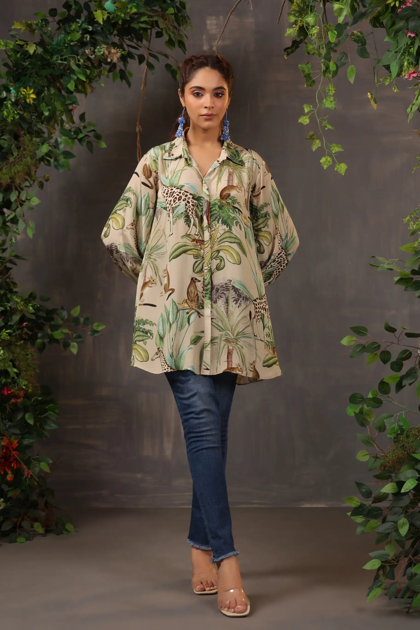 Printed Short Top with Light Embellish