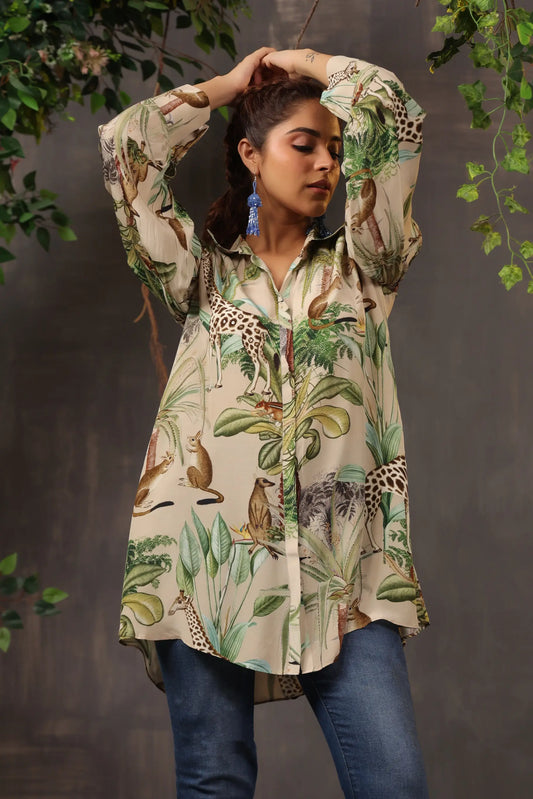 Printed Short Top with Light Embellish