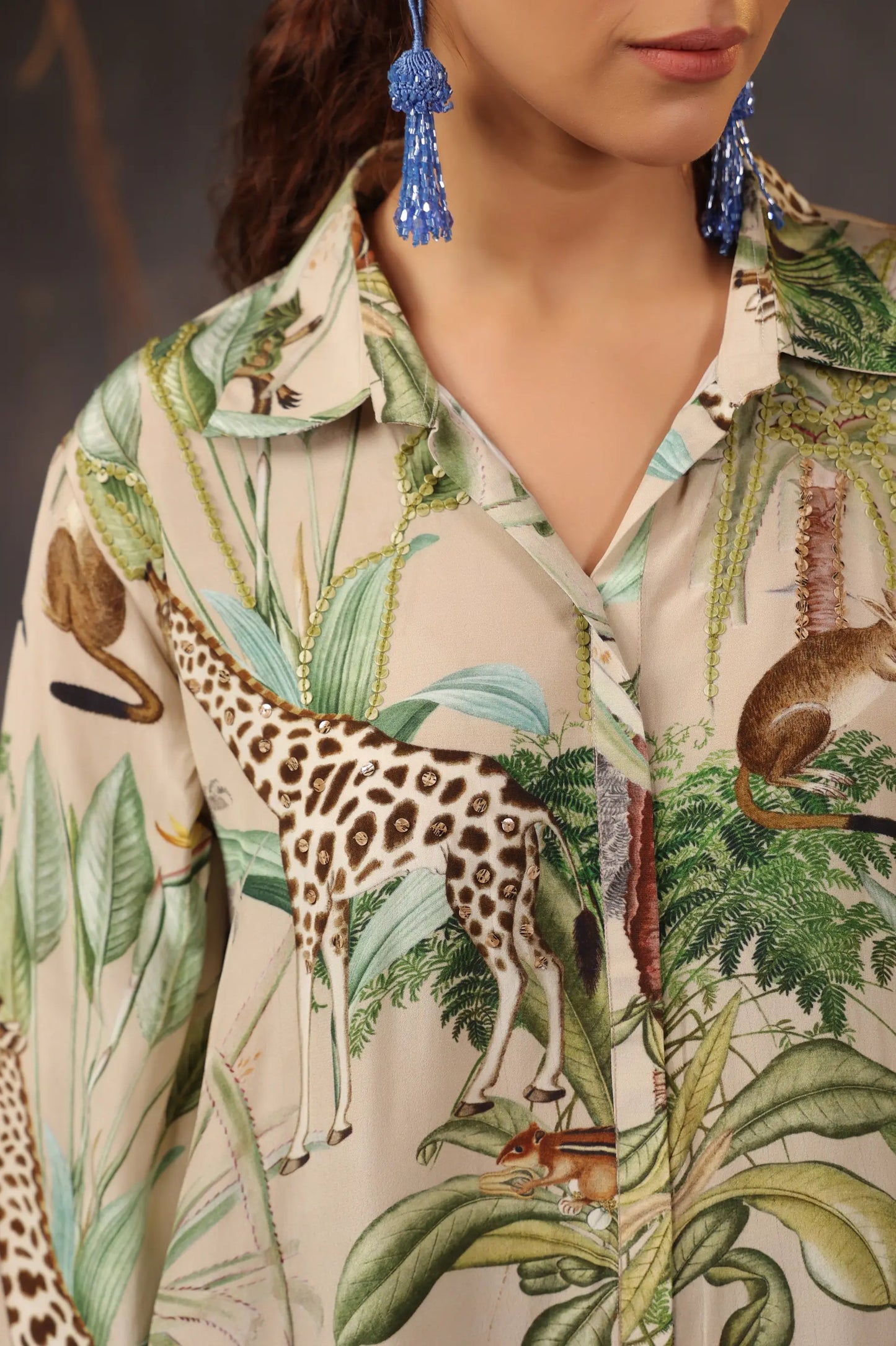 Printed Short Top with Light Embellish