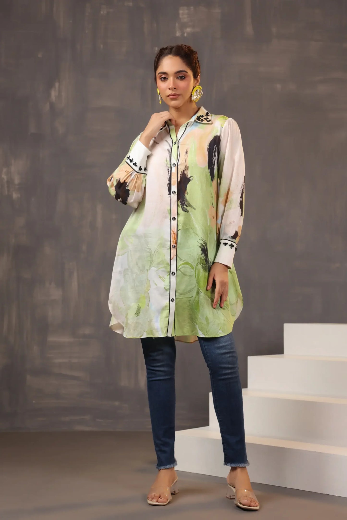 Abstarct Printed Top with light Embellish