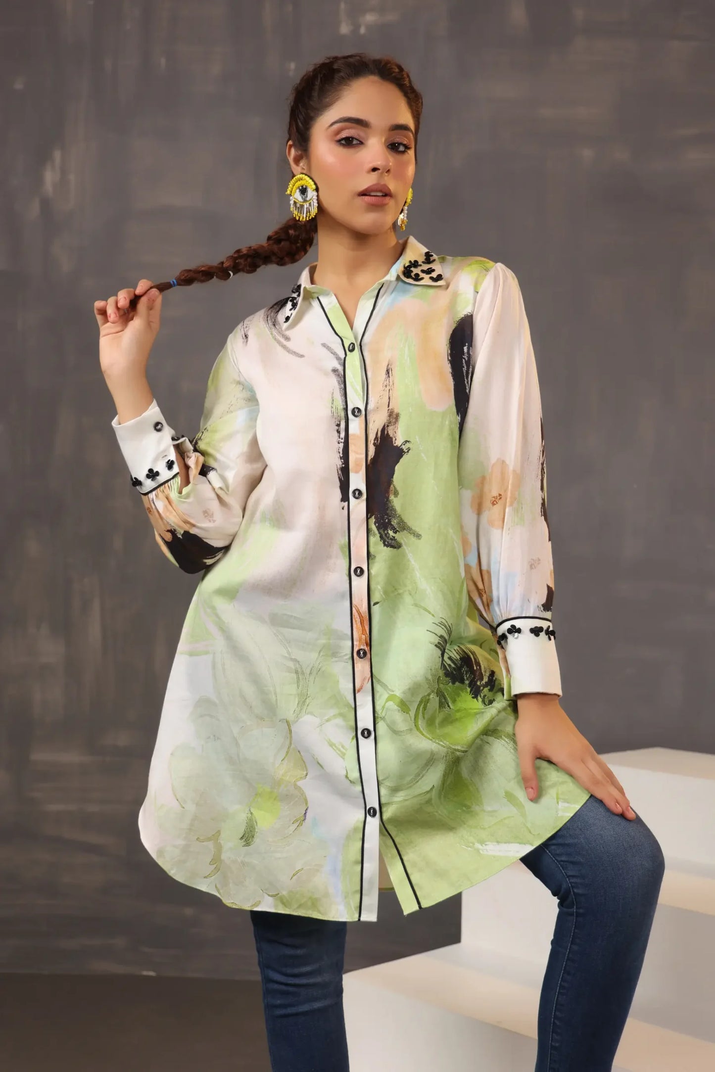 Abstarct Printed Top with light Embellish