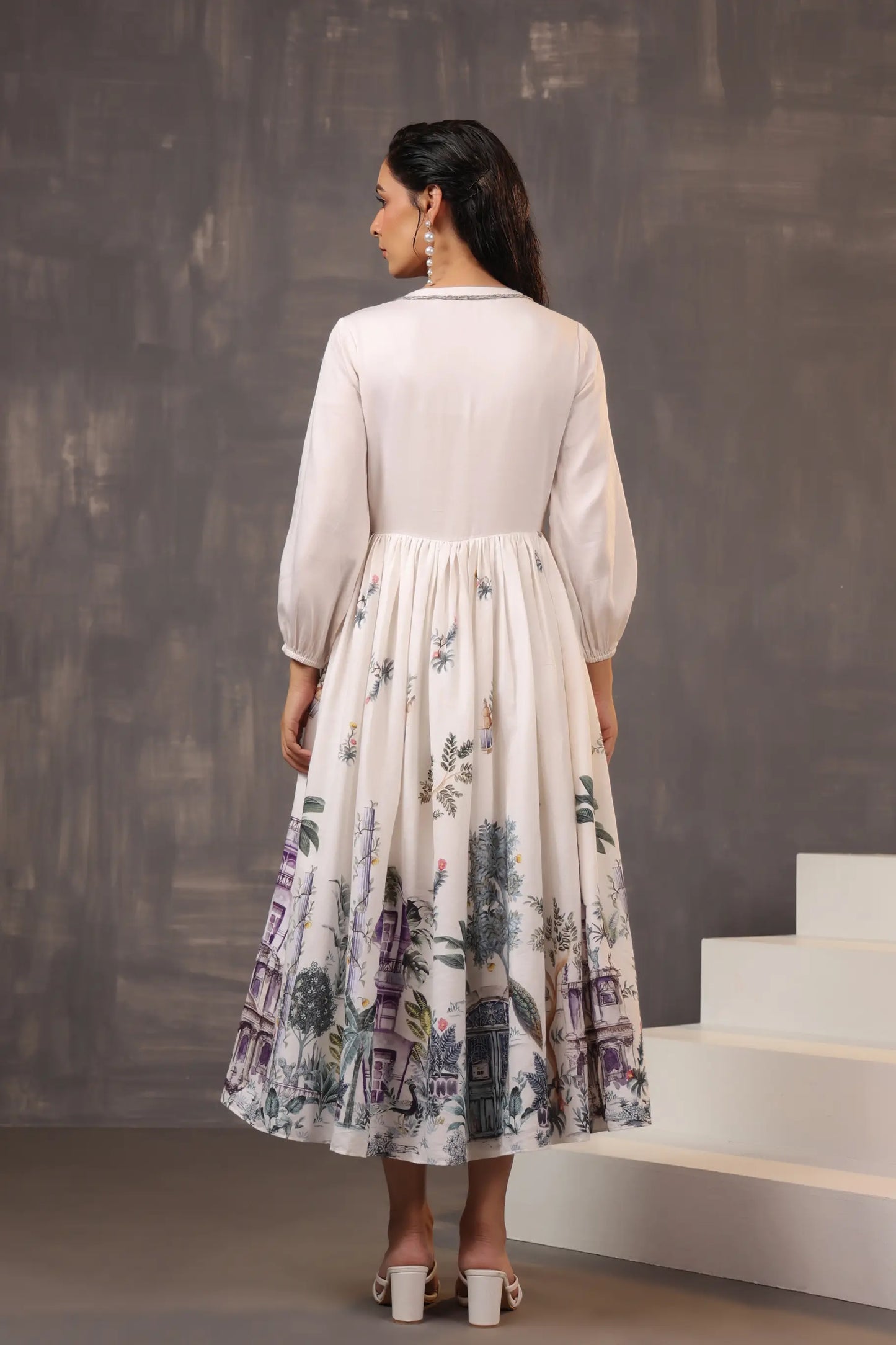 Landscape Print Cotton Dress